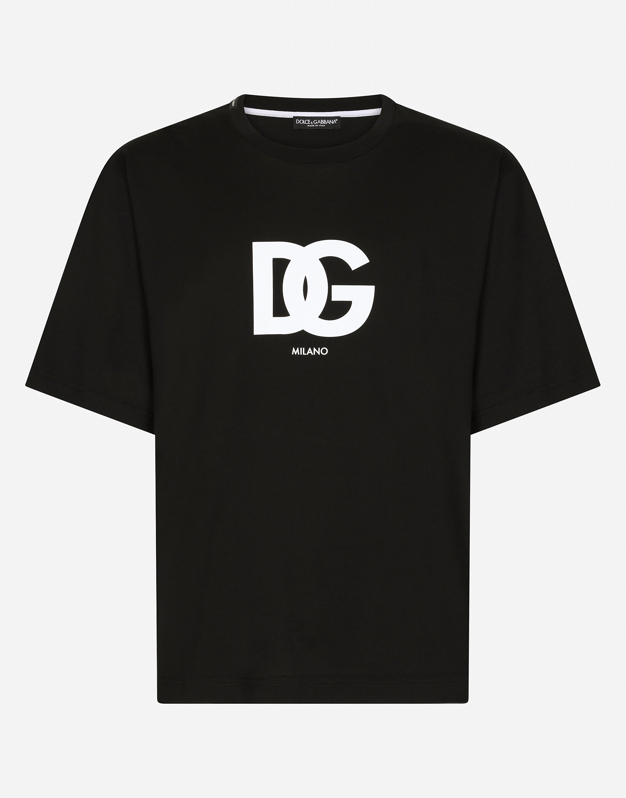 Cotton T shirt with DG logo print in Black for Men Dolce Gabbana