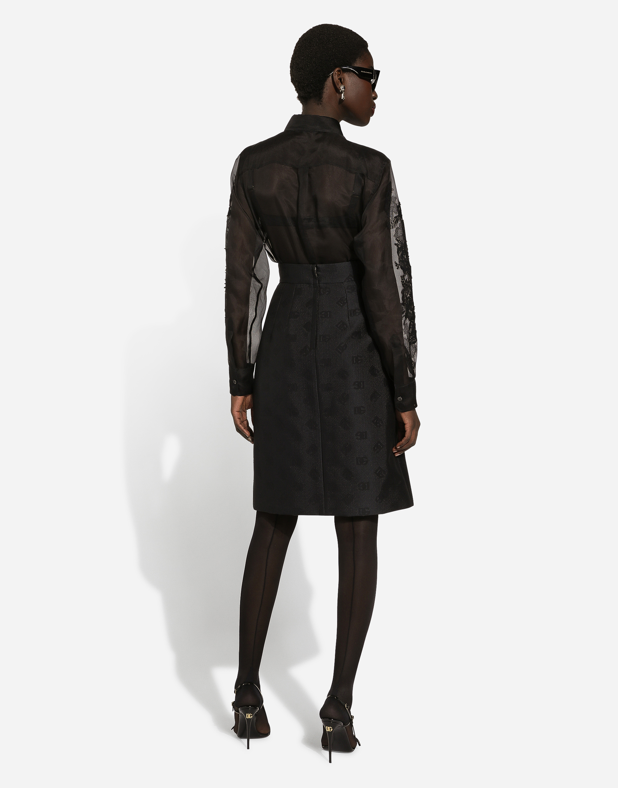 Dolce & Gabbana Long Sleeved Button-down Shirt In Black