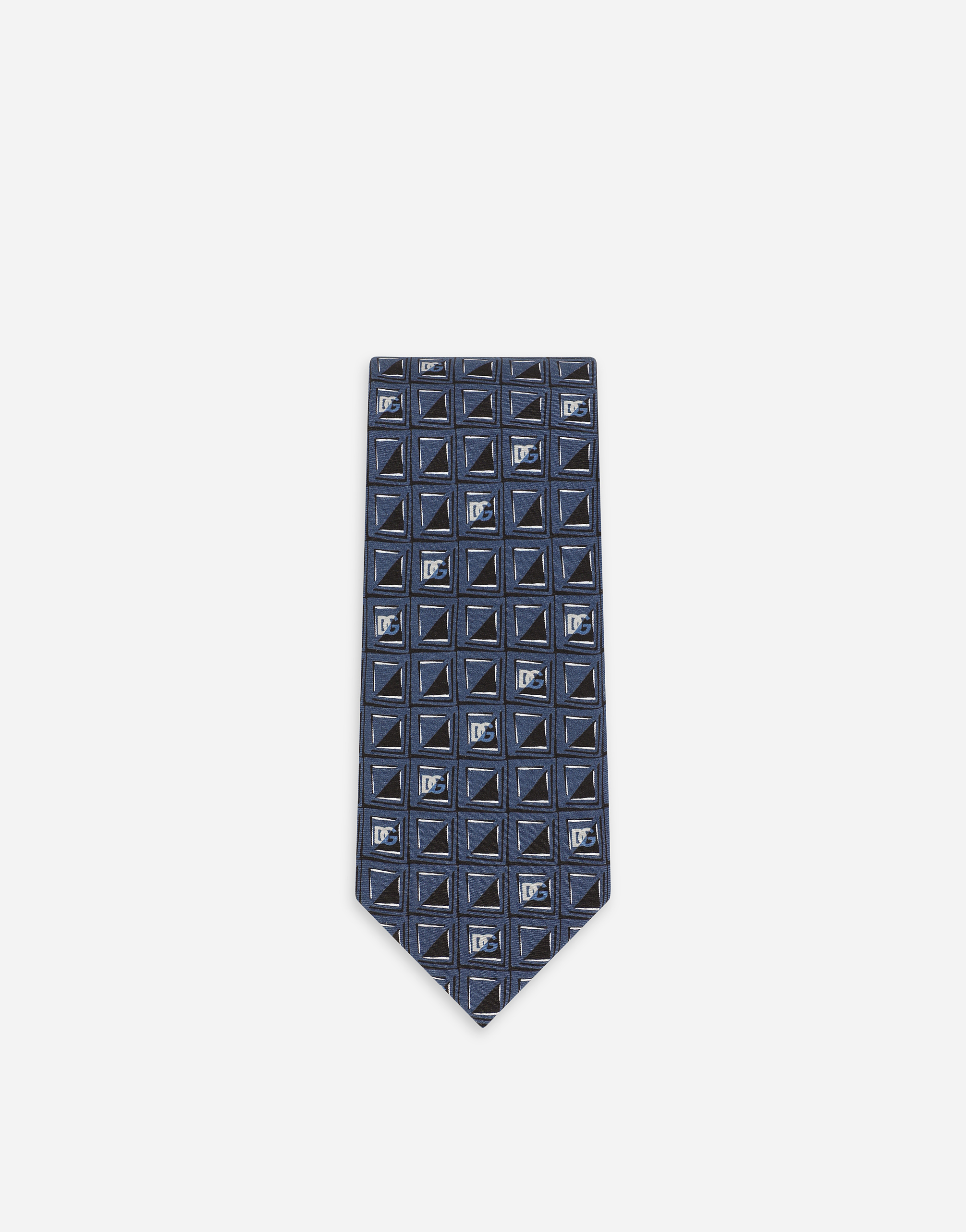  Dolce & Gabbana Krawatte Aus Seidenjacquard Mikromuster Dg-logo - Mann Krawatten Und Einstecktuch Drucken Onesize 