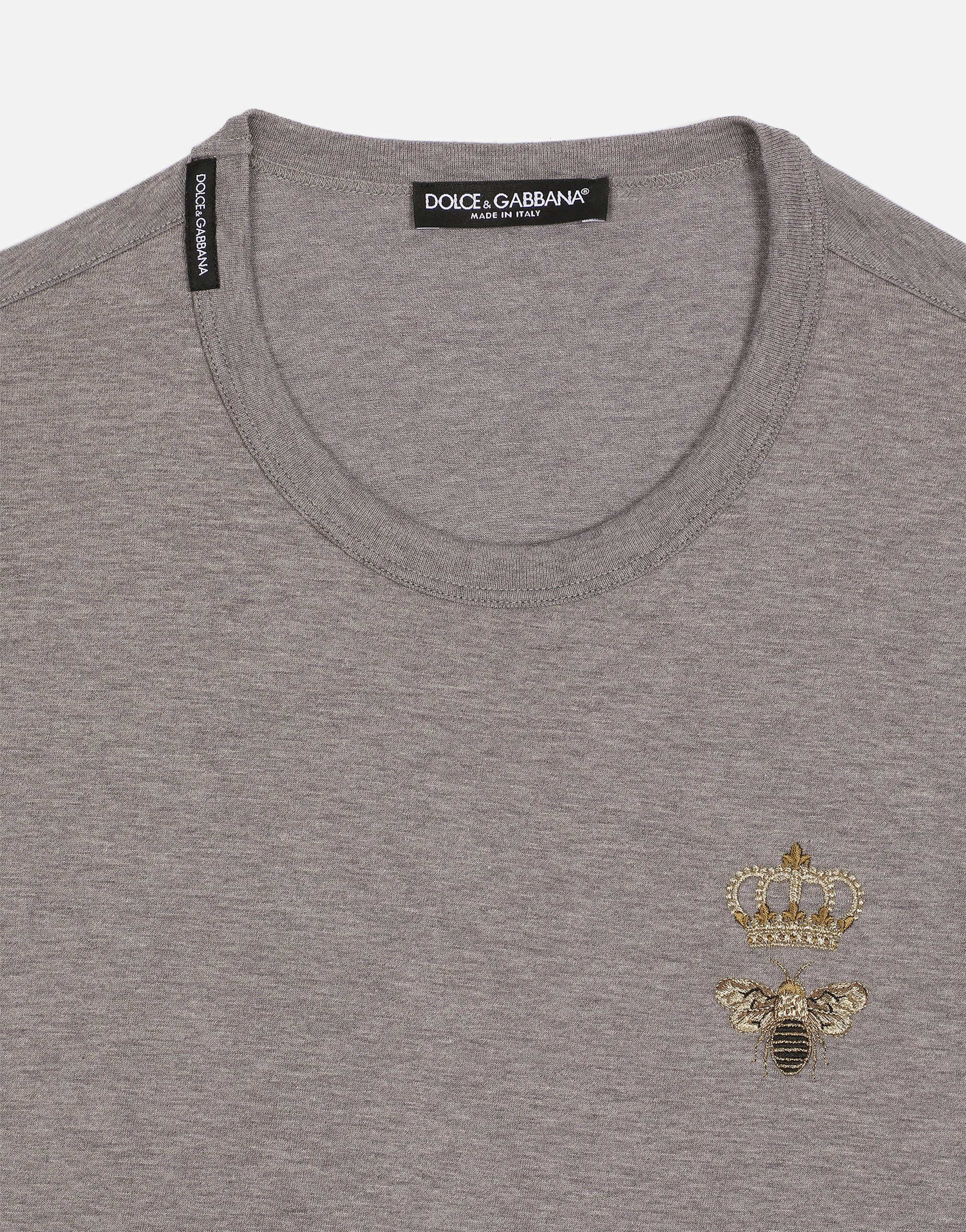 Dolce & Gabbana T-shirt Cotone Con Ricamo In Grey