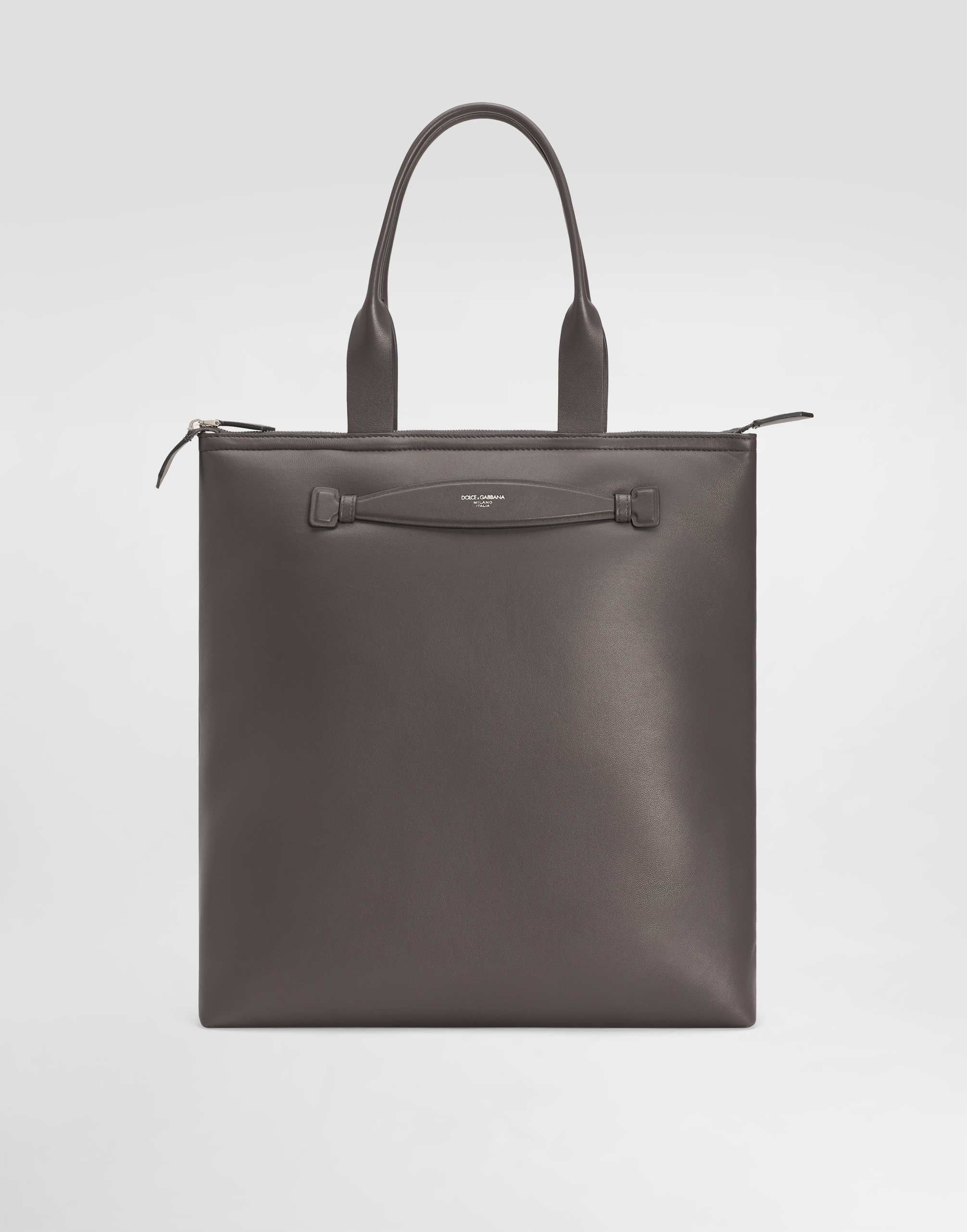 Dolce & Gabbana Calfskin Nappa Leather Shopper - Man Shoppers Grey Leather Onesize
