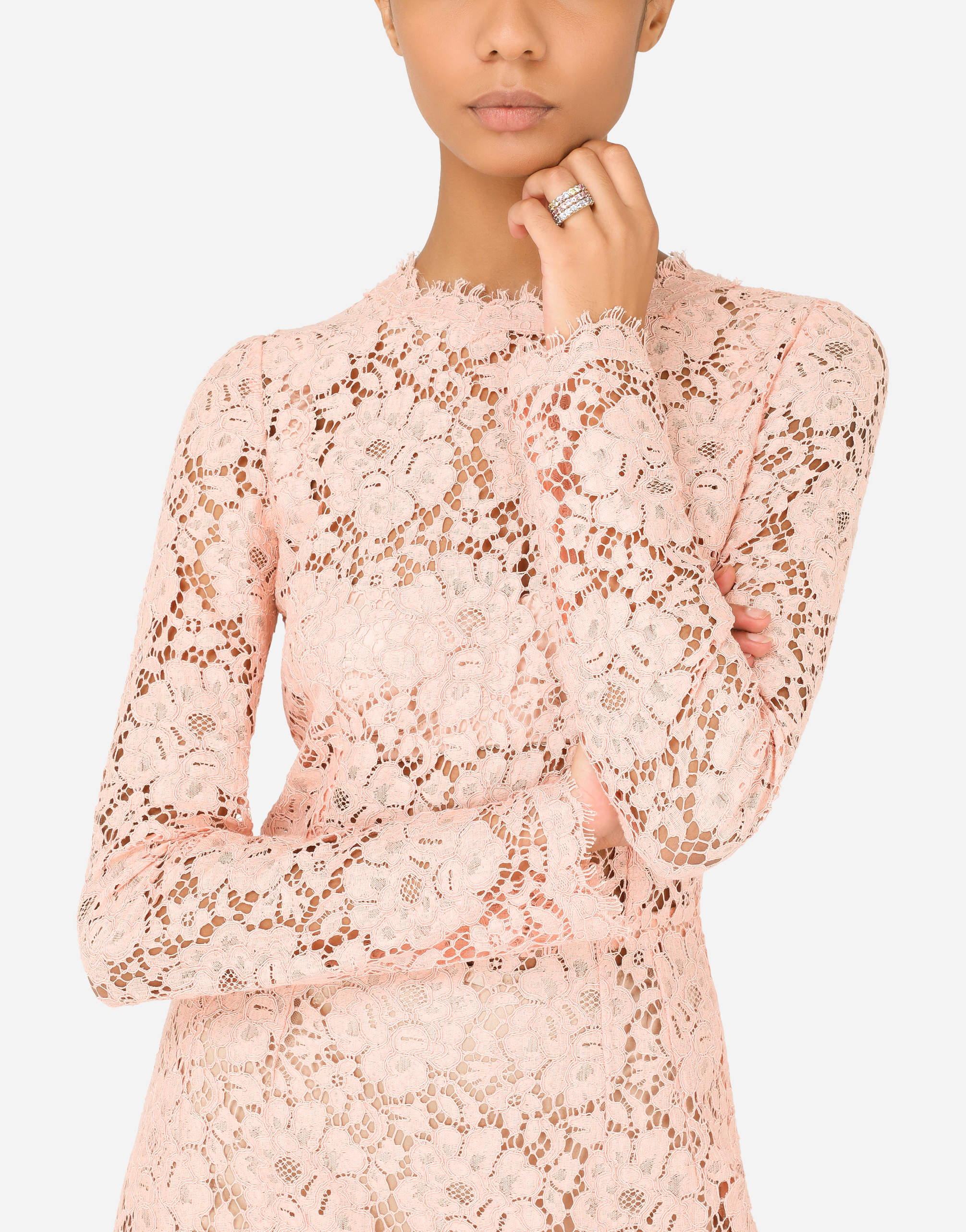 DOLCE & GABBANA HERITAGE BAND RING IN YELLOW 18KT GOLD WITH LIGHT BLUE SAPPHIRES