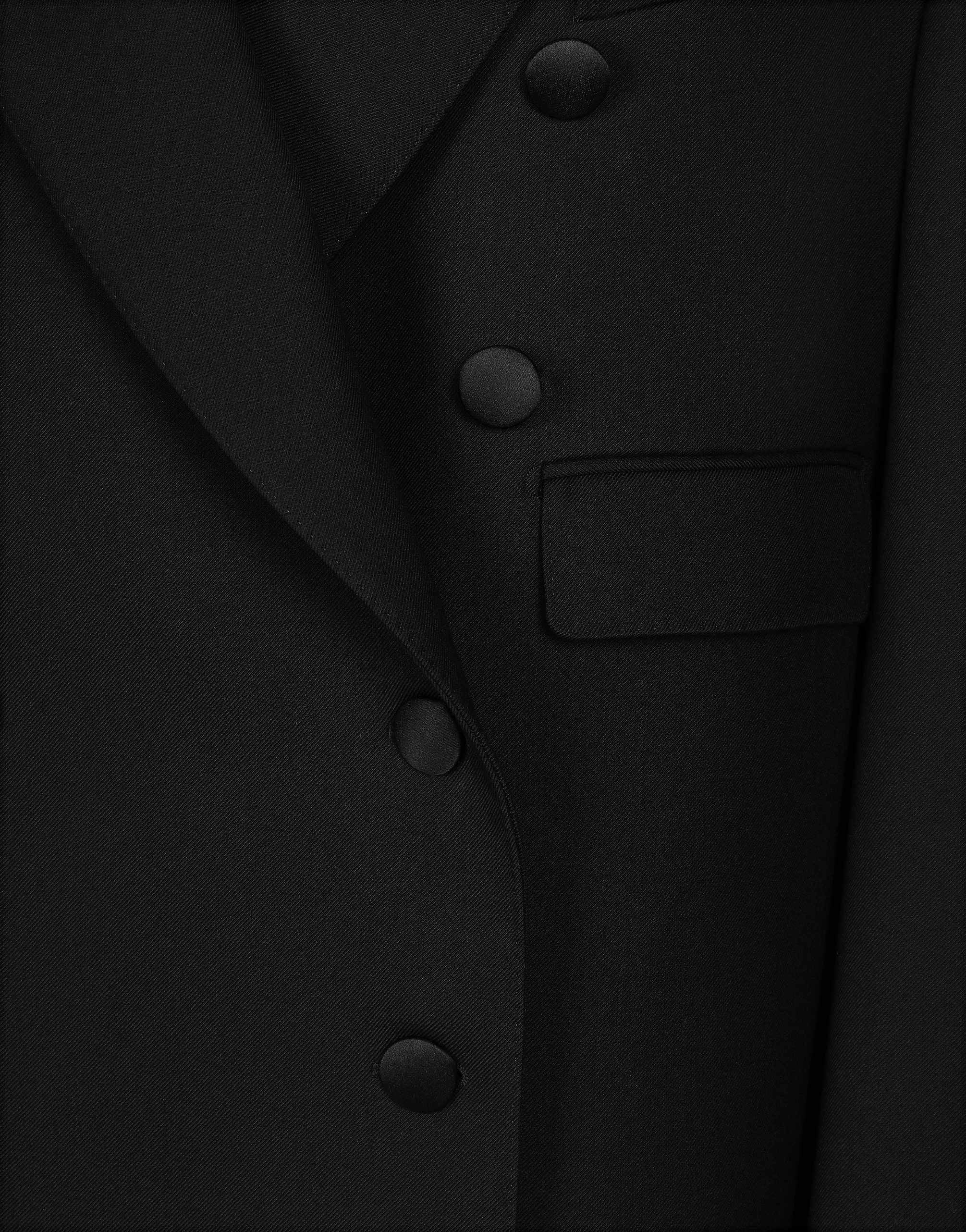 Long double-breasted tuxedo coat double wool gabardine