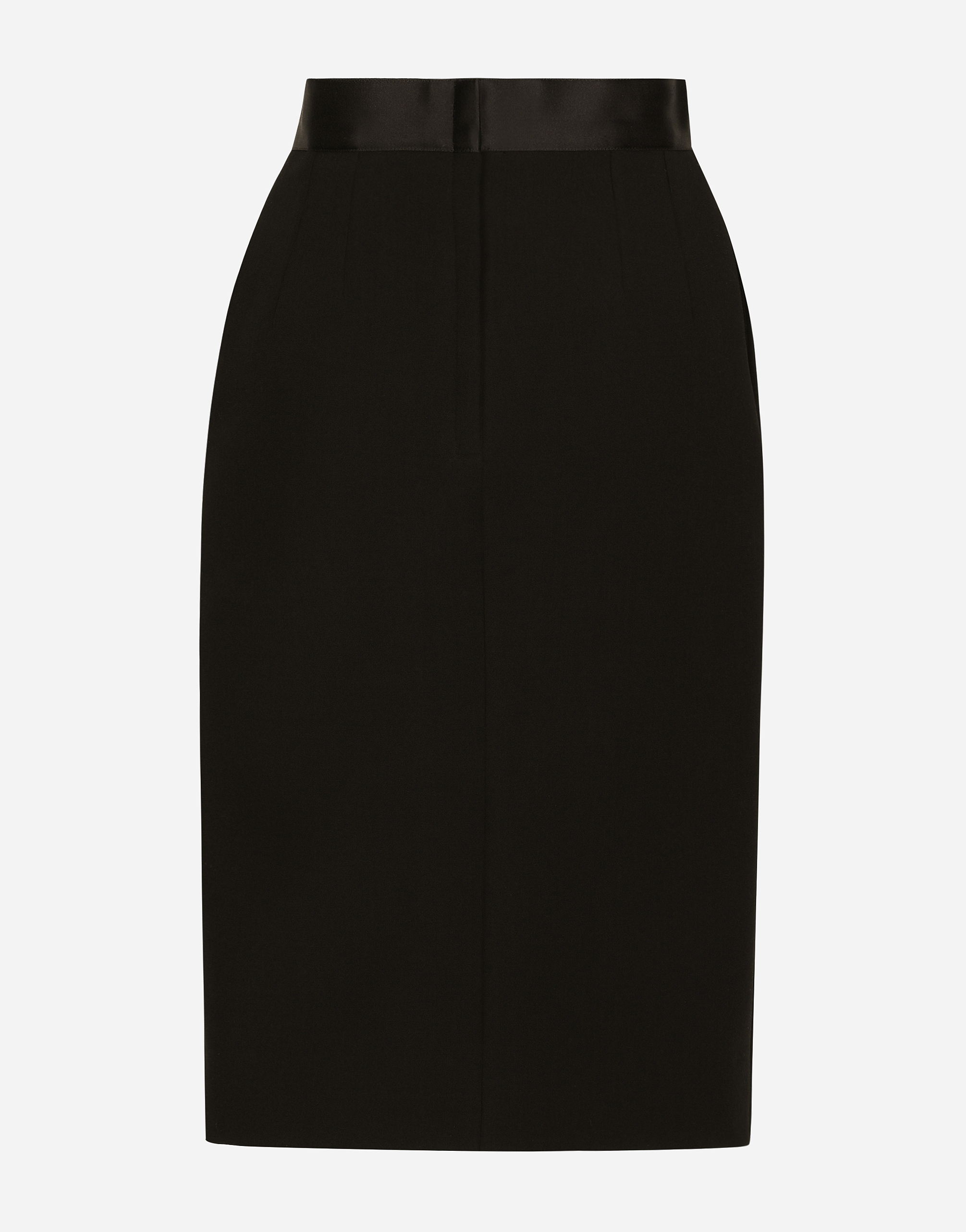 Dolce & Gabbana Bow Waist Wool Blend Pencil Skirt In ブラック