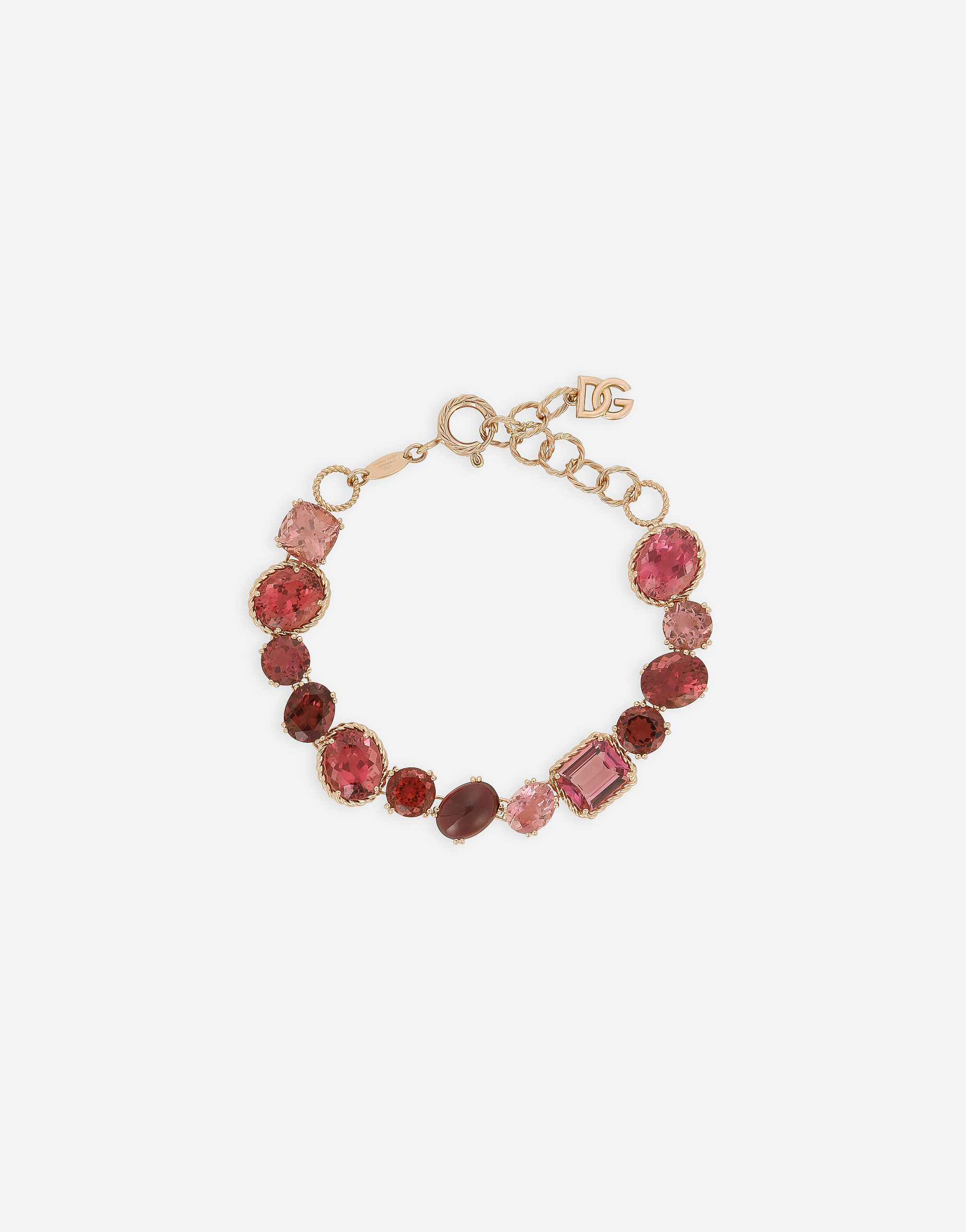 Dolce & Gabbana Anna Bracelet In Red Gold 18kt With Toumalines In Multi