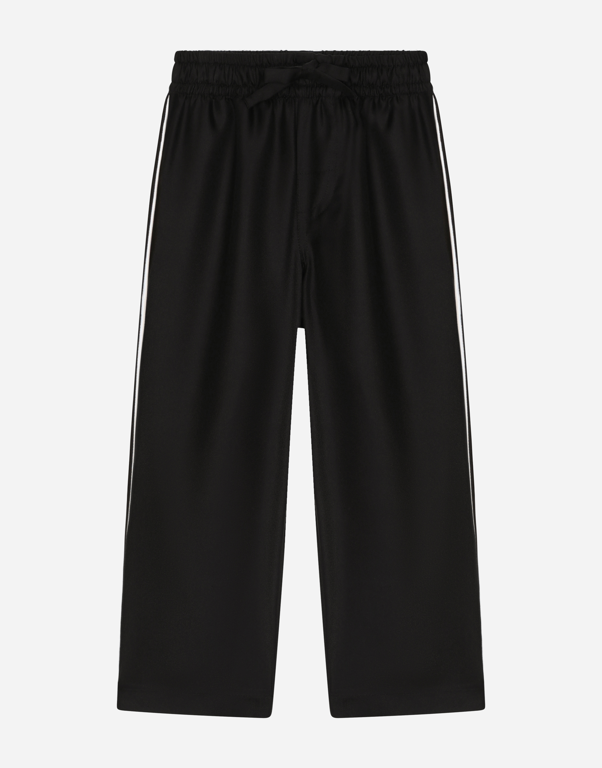 Dolce & Gabbana Silk Twill Pajama Pants With Dg Embroidery In Black