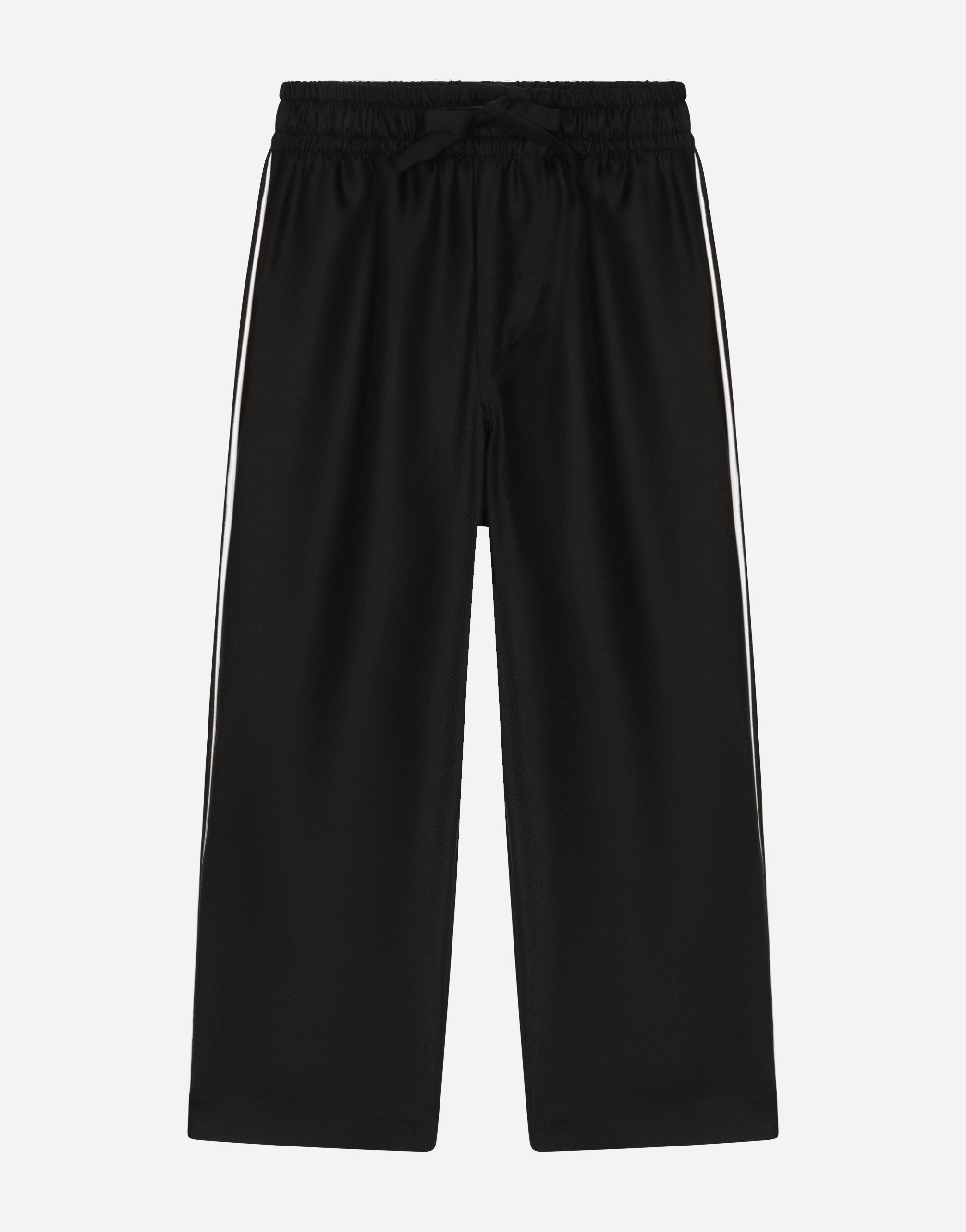 Dolce & Gabbana Kids' Silk Twill Pyjama Trousers With Dg Embroidery In Black