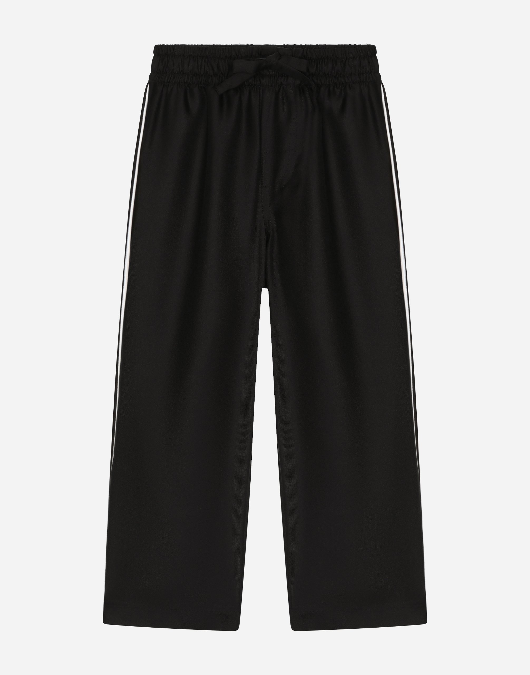 Dolce & Gabbana Silk Twill Pajama Pants With Dg Embroidery In Black