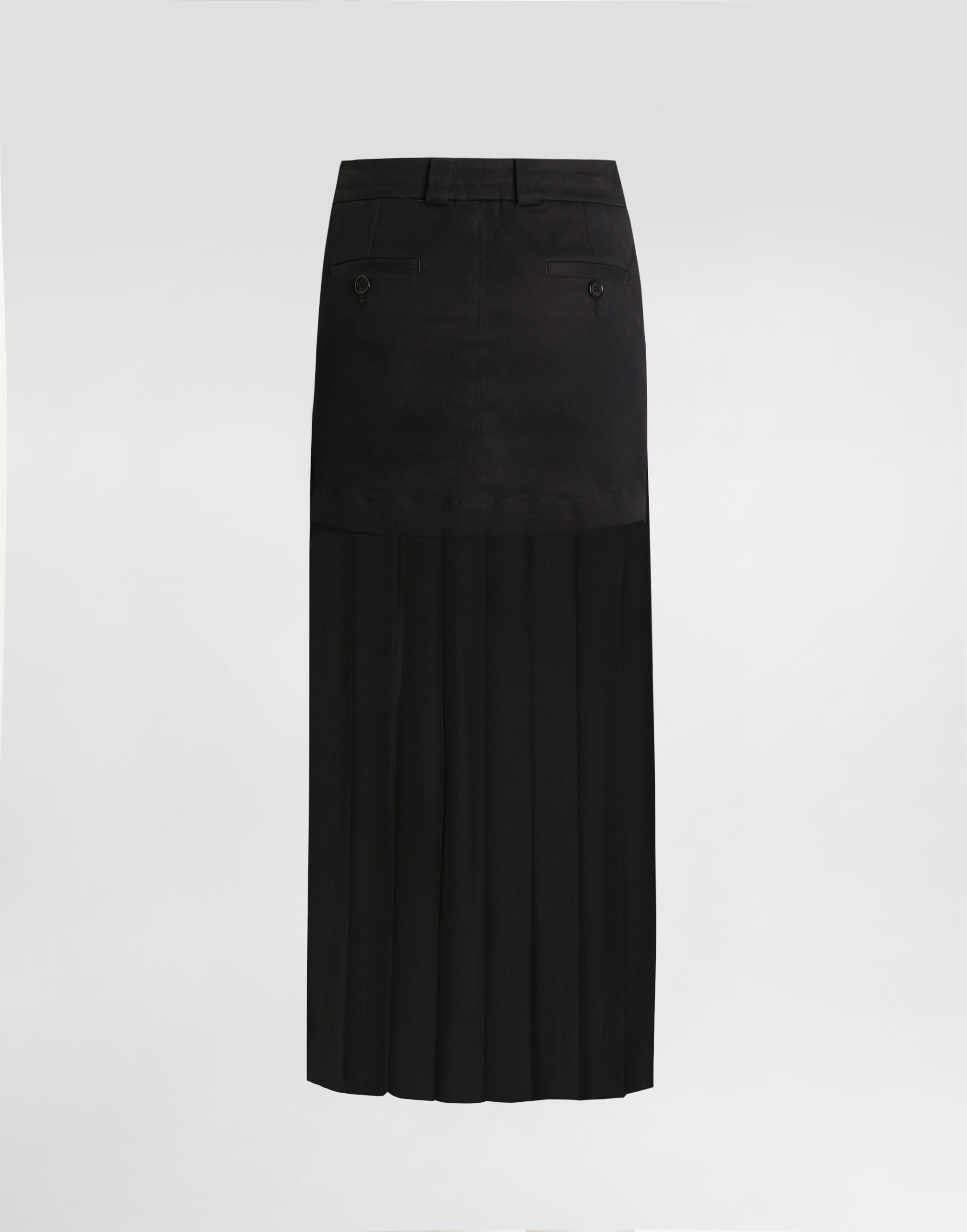 Twill midi skirt with chiffon