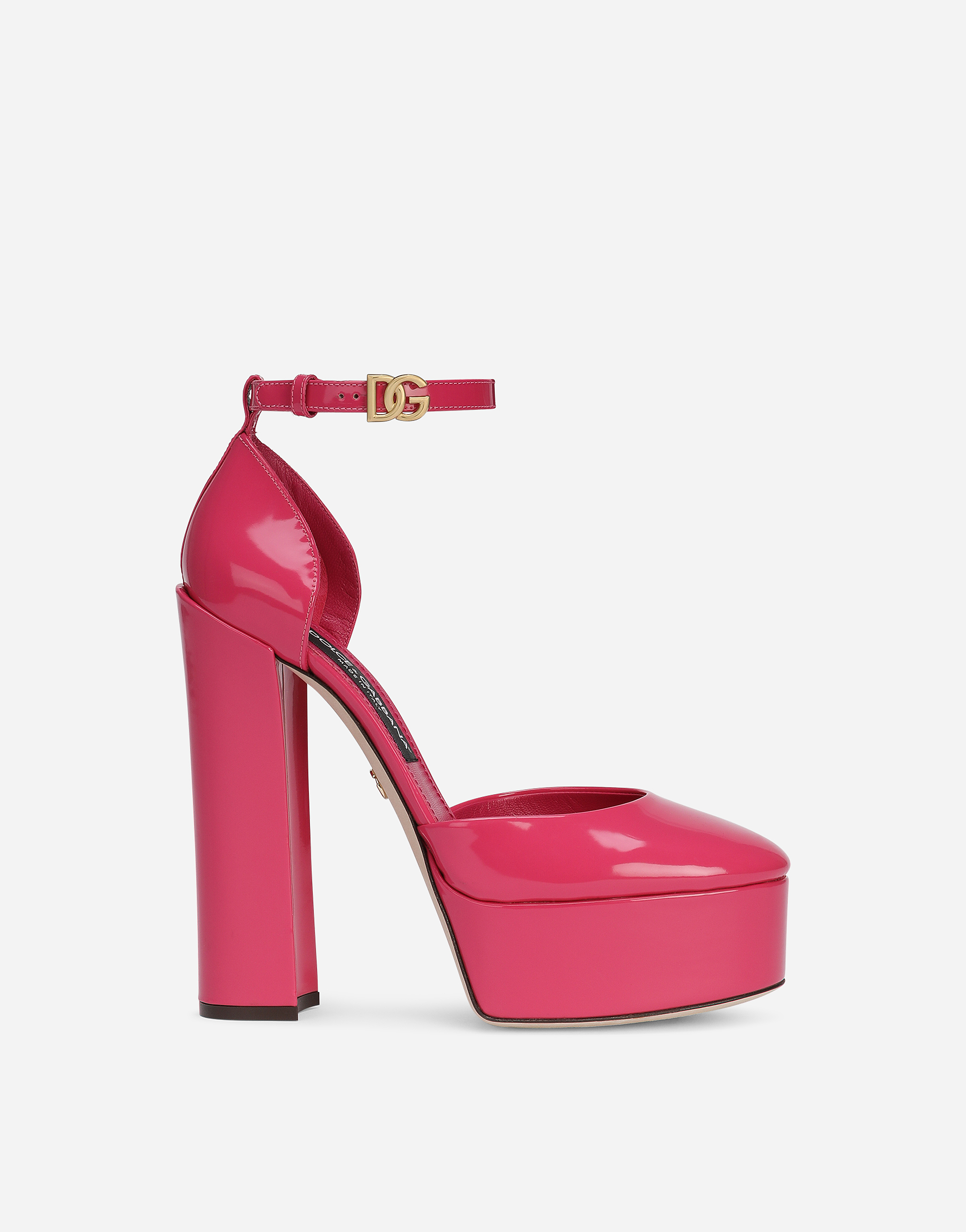 Dolce & Gabbana Capri 145 Platform Pumps In Polished Leather In Pink