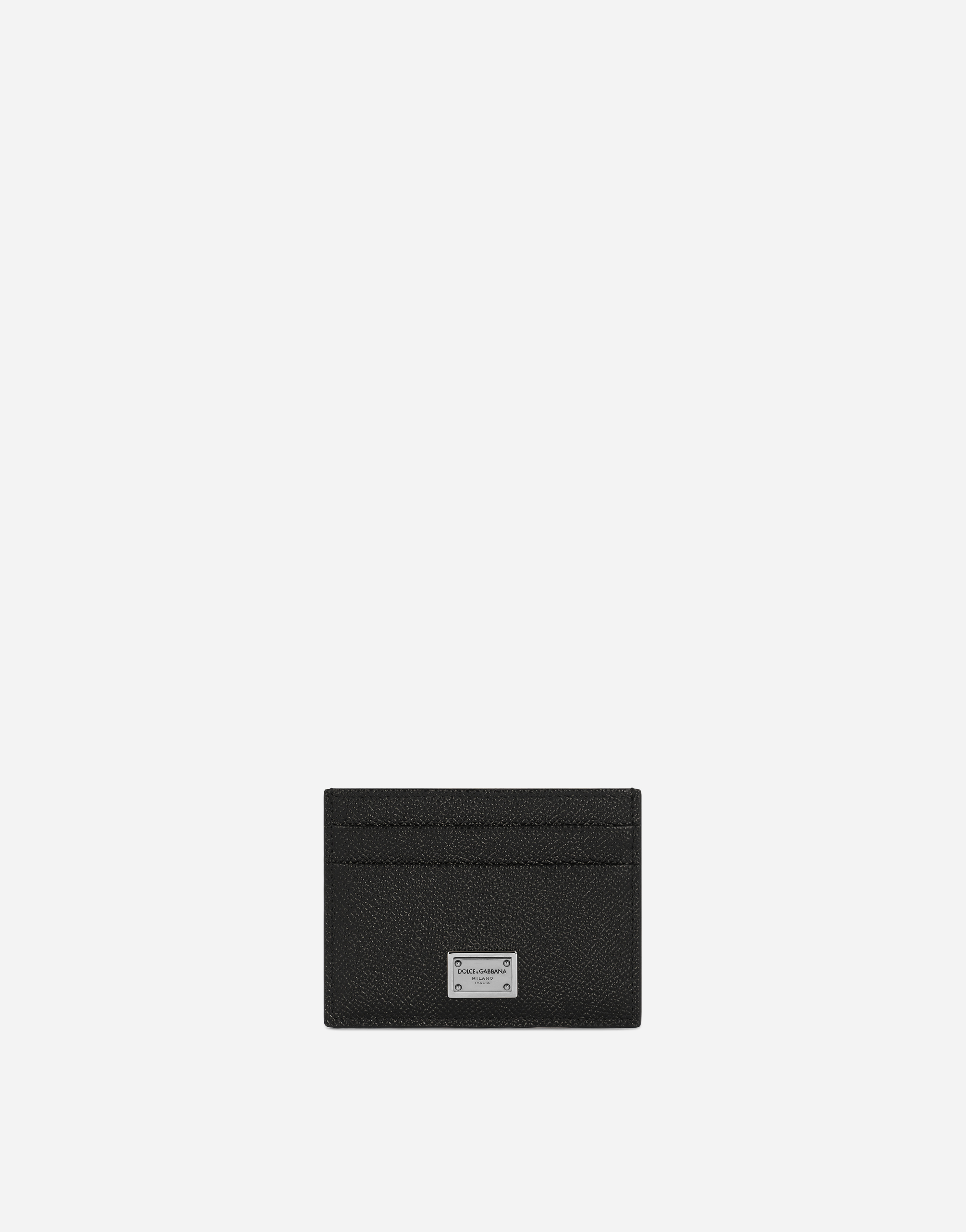Dolce & Gabbana Calfskin Card Holder With Branded Plate In Black