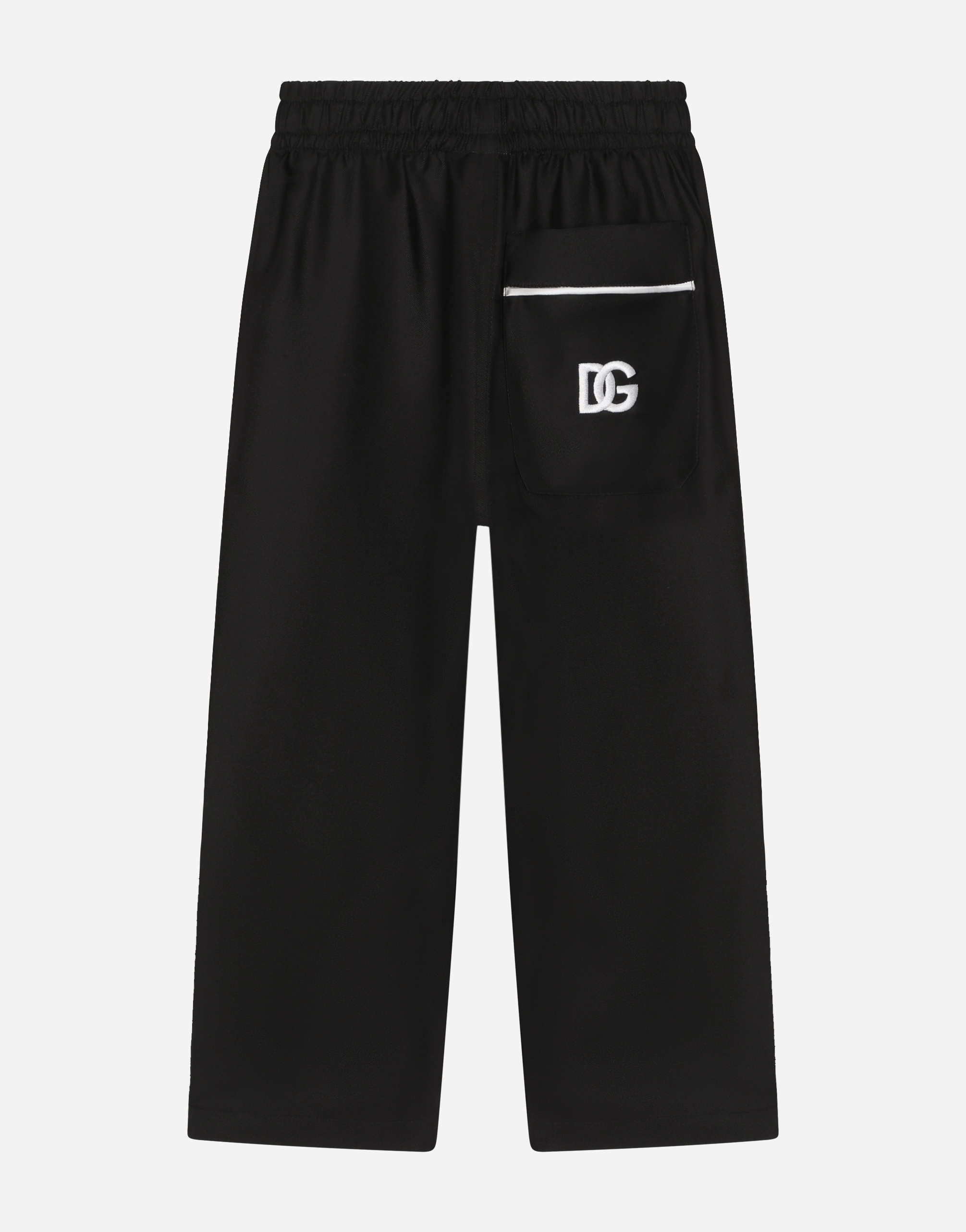 Dolce & Gabbana Silk Twill Pajama Pants With Dg Embroidery In Black