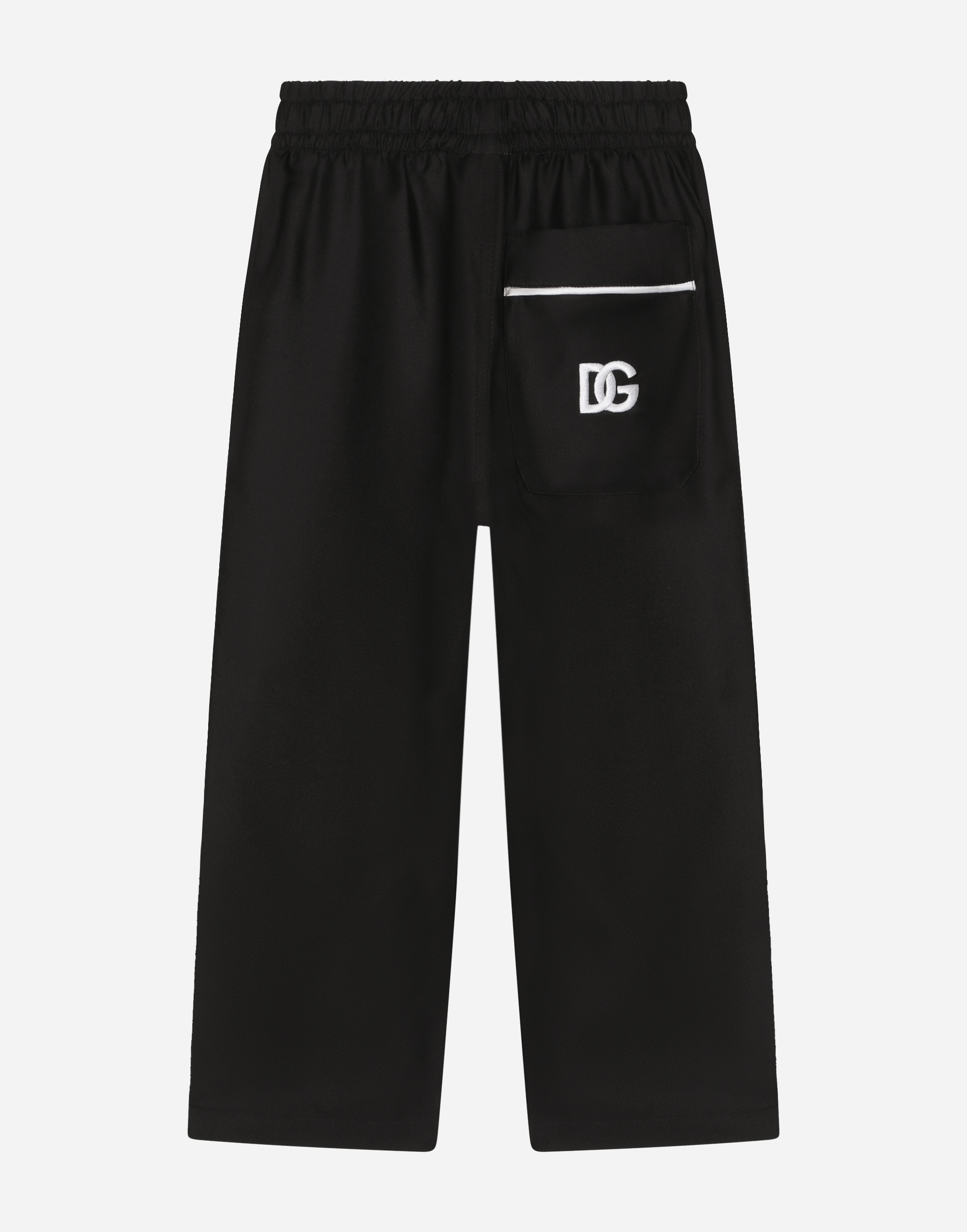 Shop Dolce & Gabbana Silk Twill Pajama Pants With Dg Embroidery In Black