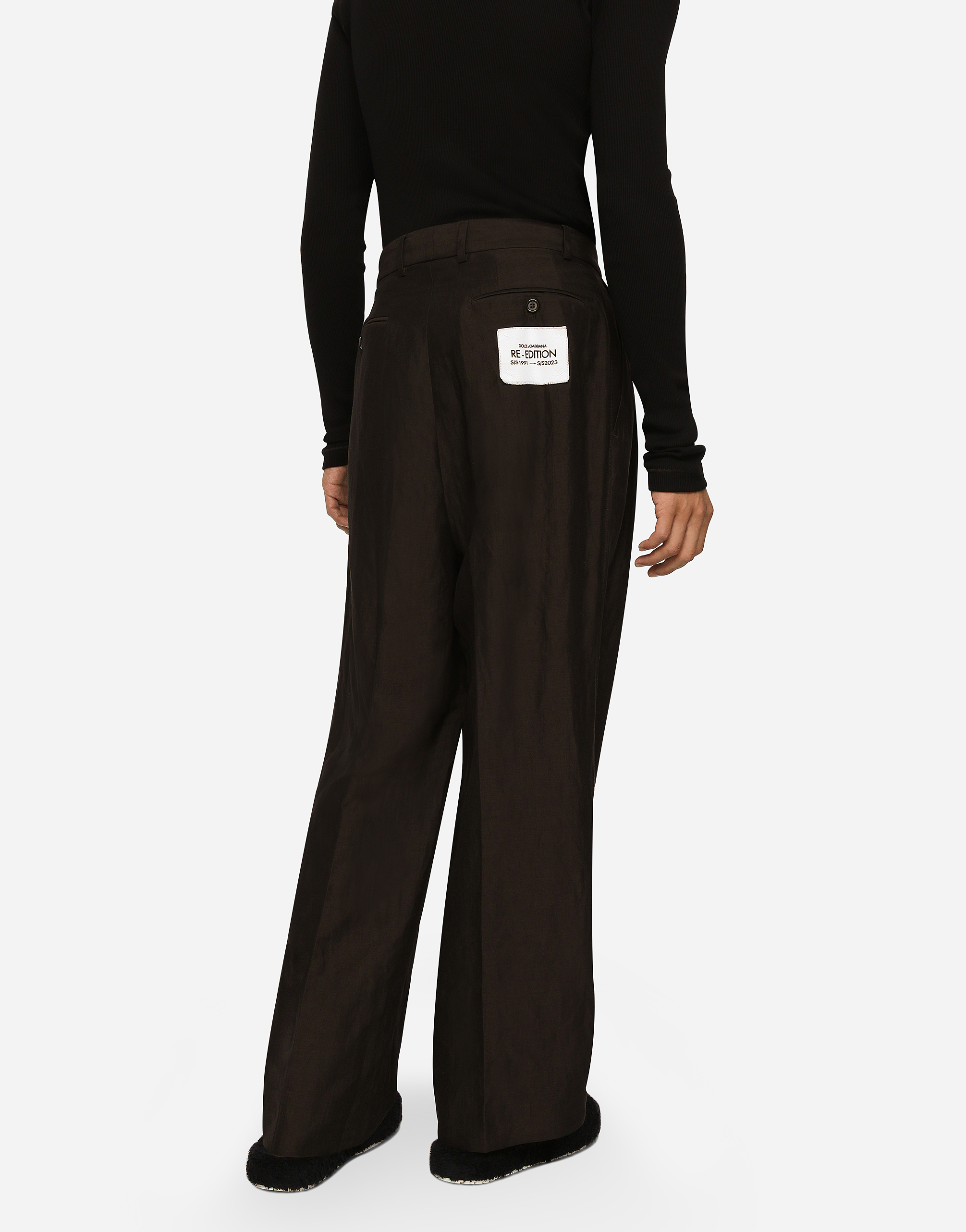 DOLCE & GABBANA TAILORED VISCOSE AND LINEN PANTS