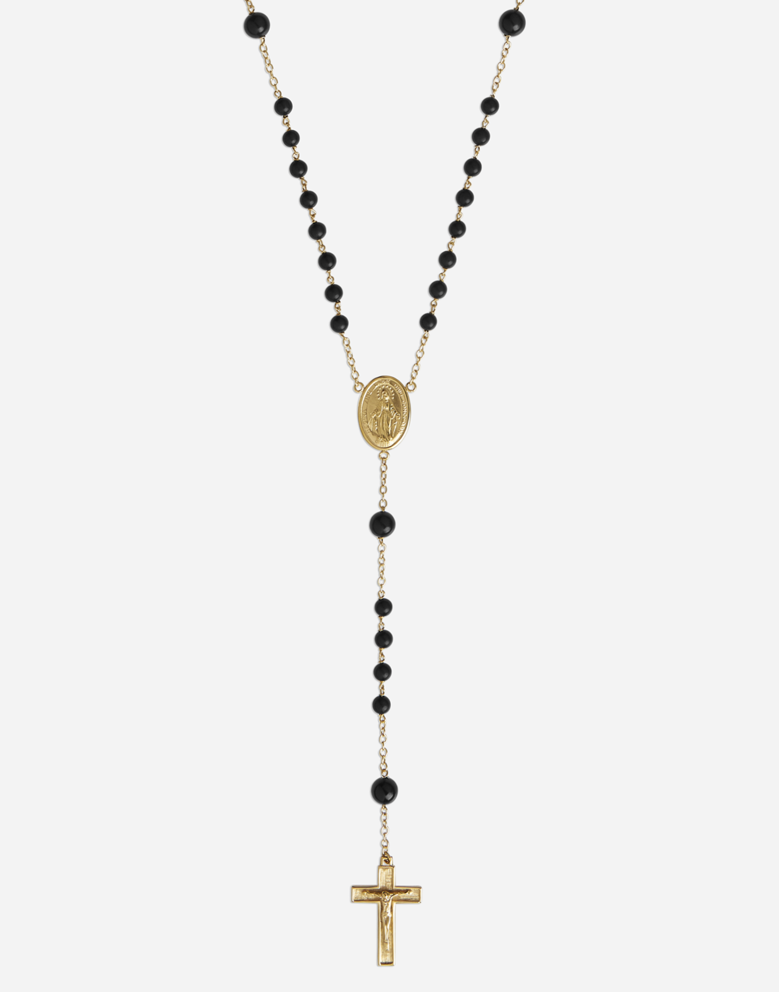 Shop Dolce & Gabbana Rosary Necklace In Gold/black