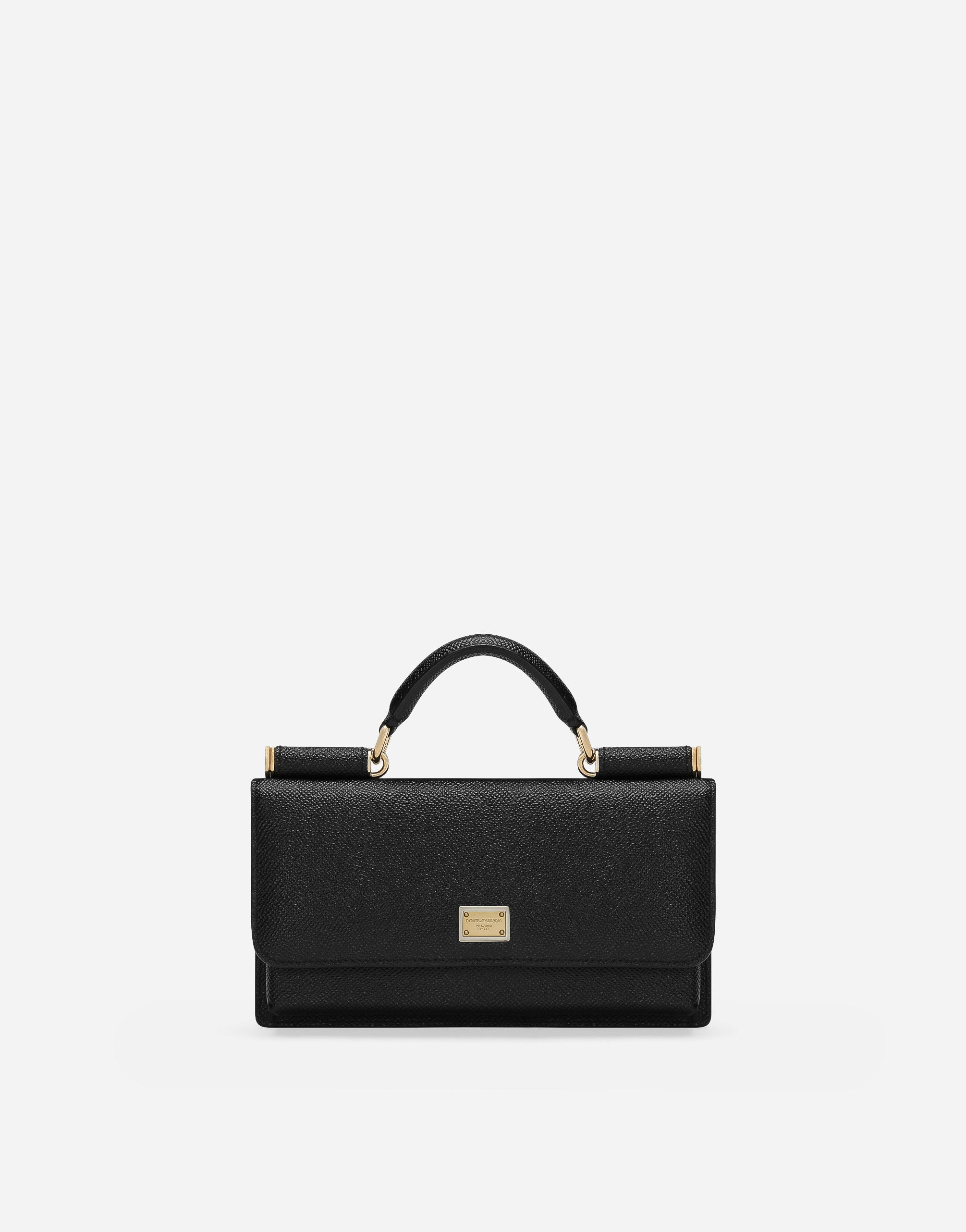 Dolce & Gabbana Dauphine-print Calfskin Mini Bag - Woman Clutches Mini And Micro Bags Black Leather Onesize