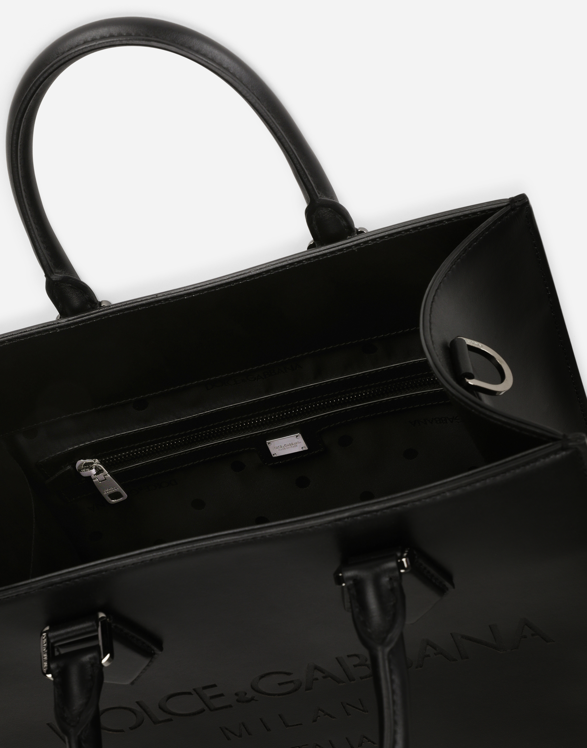 DOLCE & GABBANA CALFSKIN EDGE SHOPPER WITH LOGO