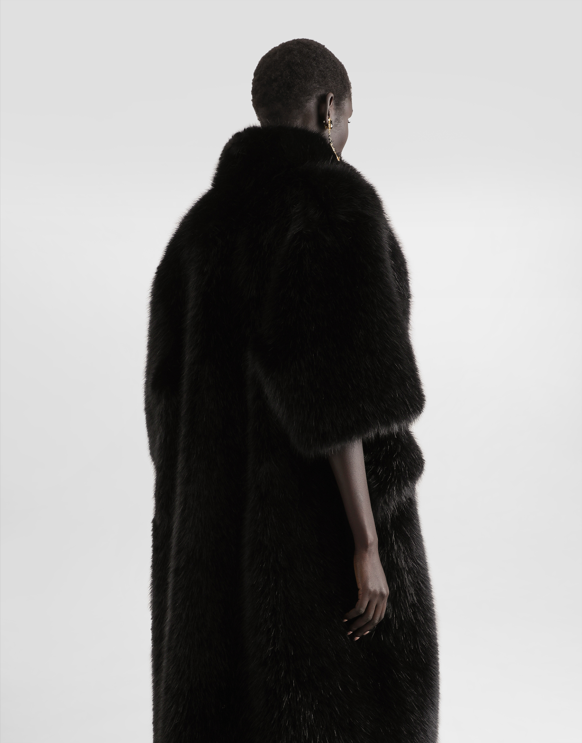 Dolce & Gabbana Faux Fur Coat In Black