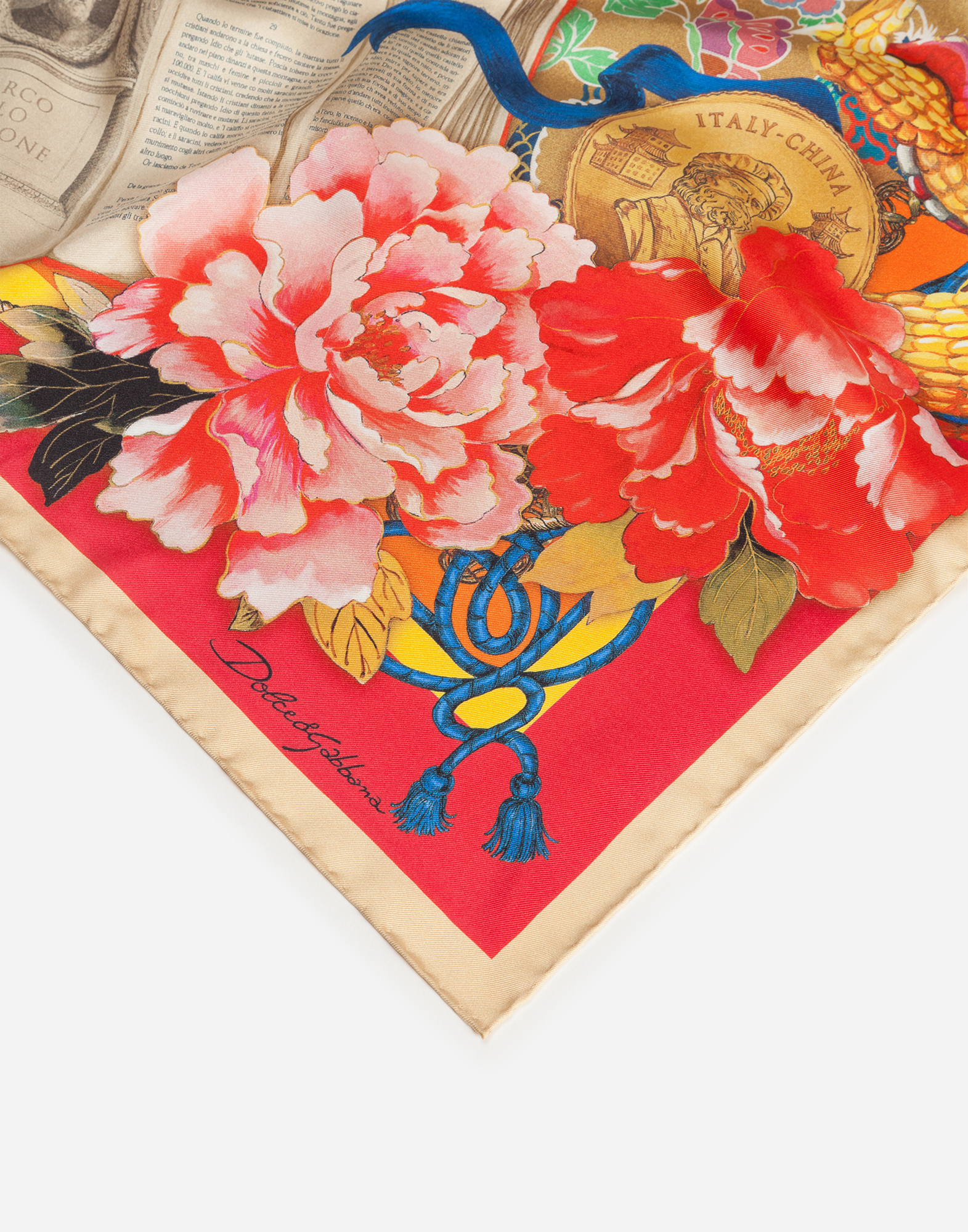 DOLCE /& GABBANA Silk Black Poppy Foulard Fabriqué En Italie BNWT