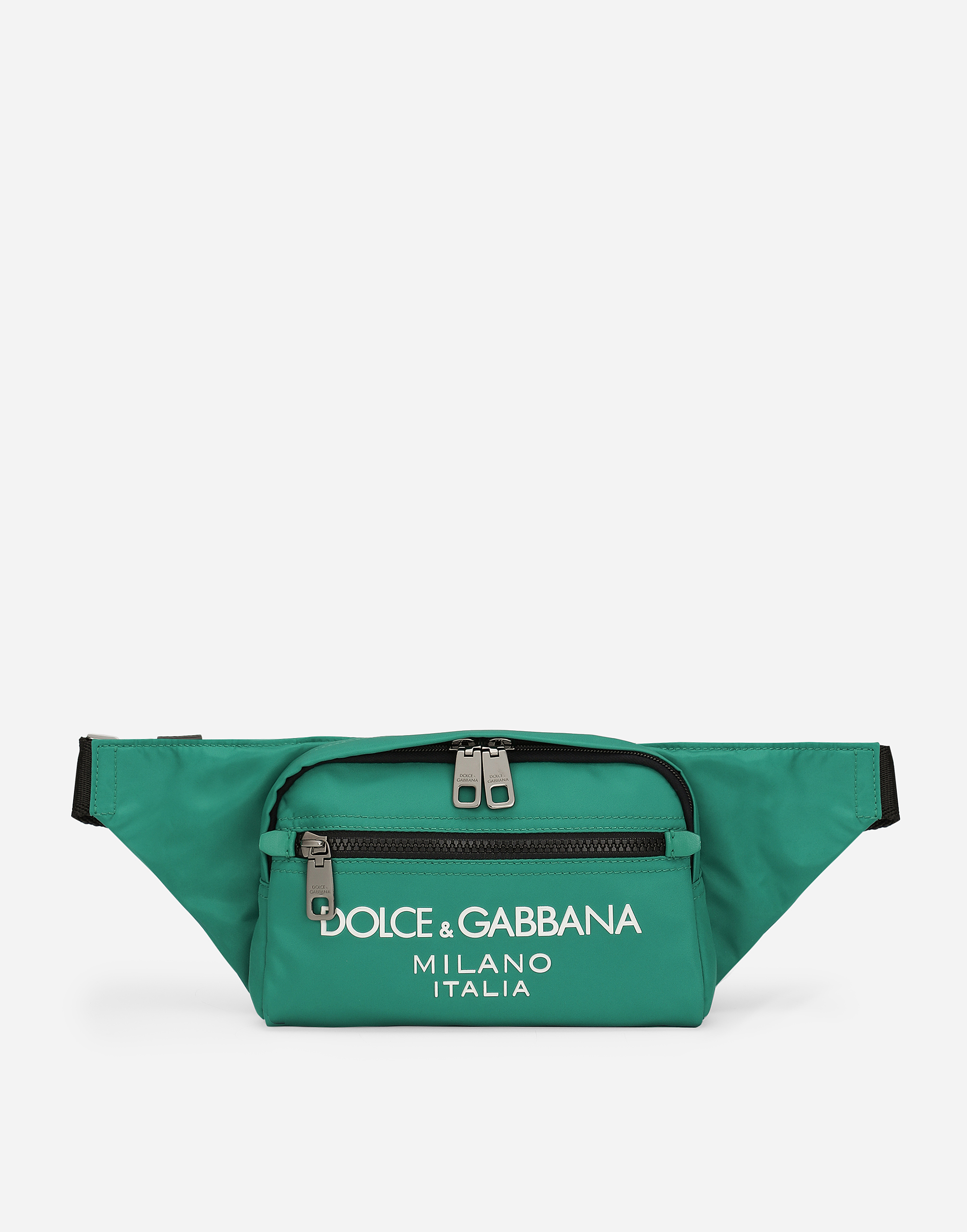 Dolce & Gabbana Marsupio Piccolo In Nylon Con Logo Gommato In Green