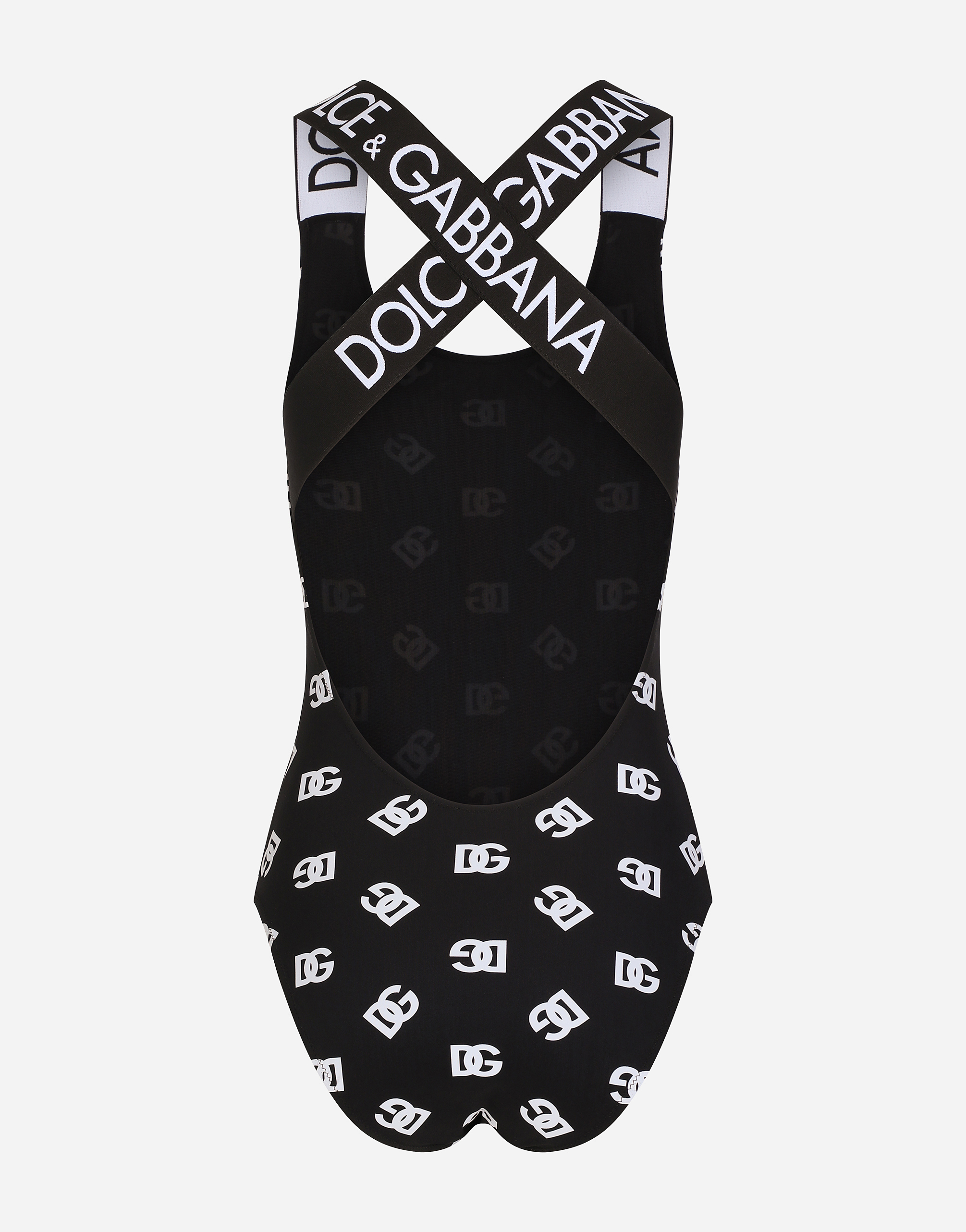 Dolce & Gabbana One-piece Swimsuit With All-over Dg Logo Print In Multicolor