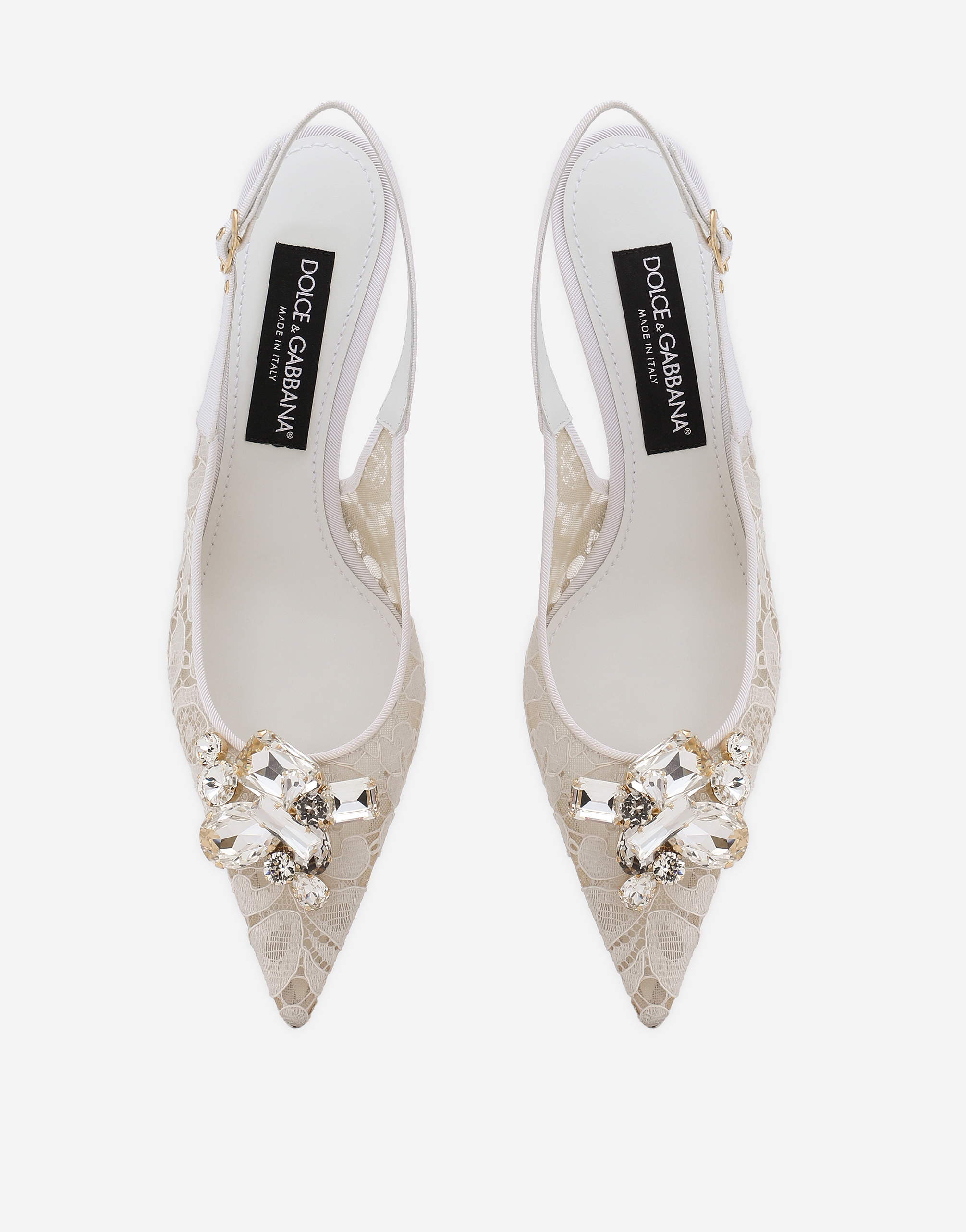 Dolce & Gabbana Rainbow Lace Slingbacks In Lurex Lace In Grey