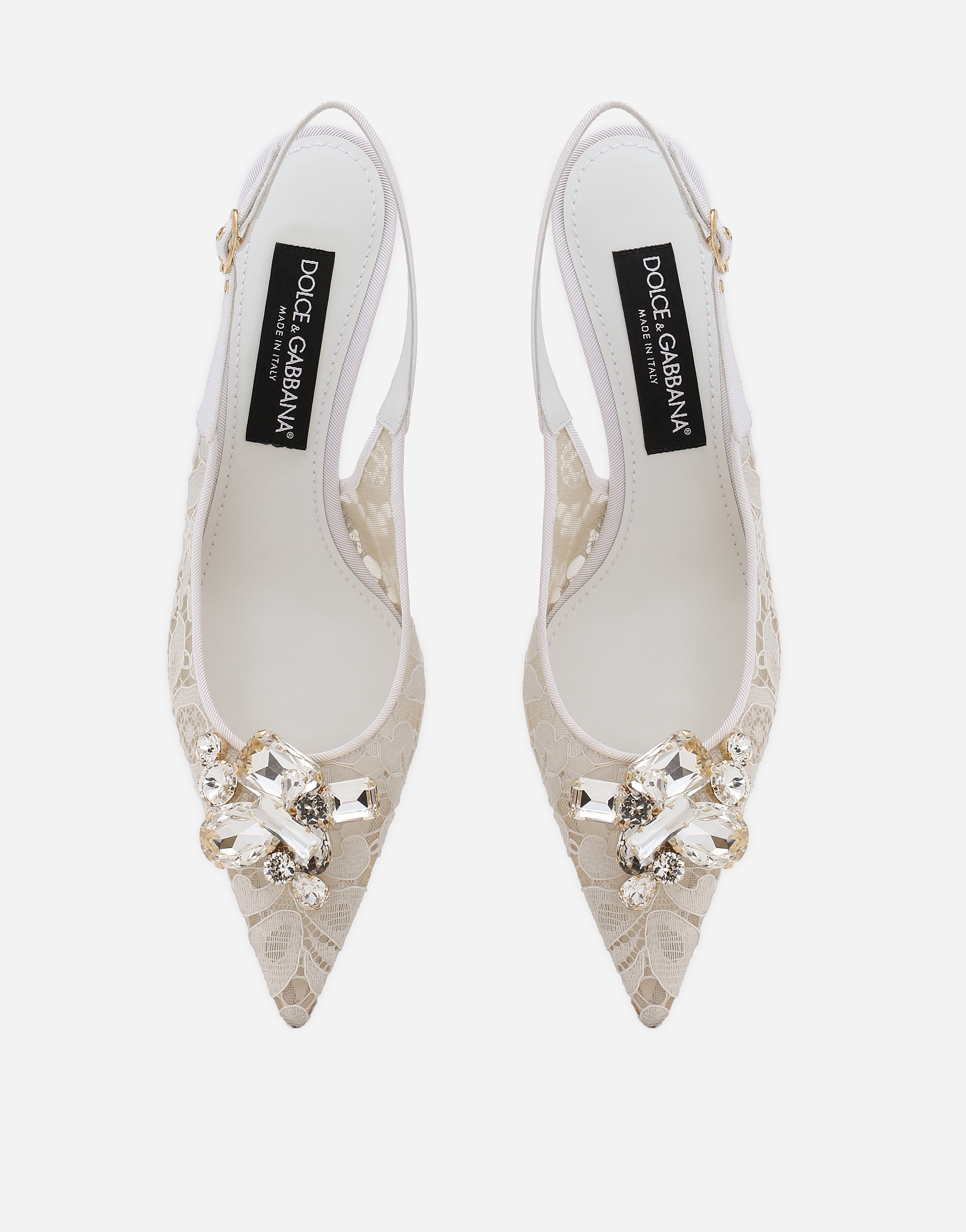 Shop Dolce & Gabbana Rainbow Lace Slingbacks In Lurex Lace In Grey