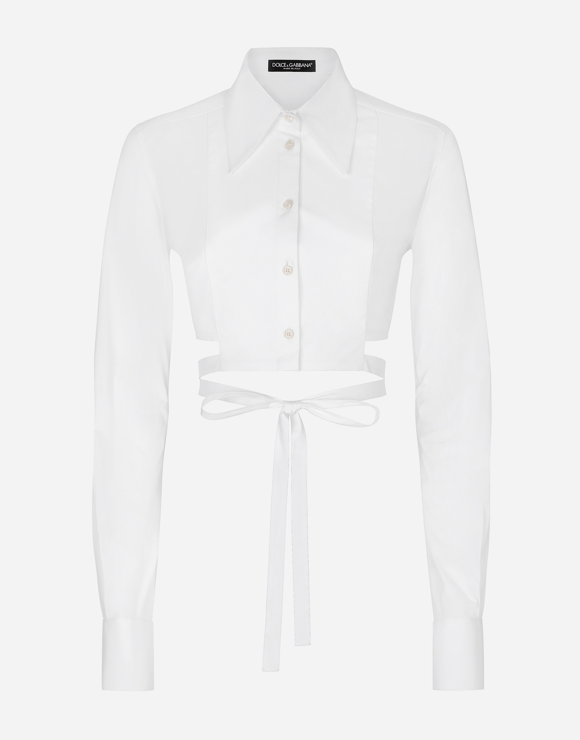 Dolce & Gabbana Criss-crossing Laces Cropped Shirt In ホワイト