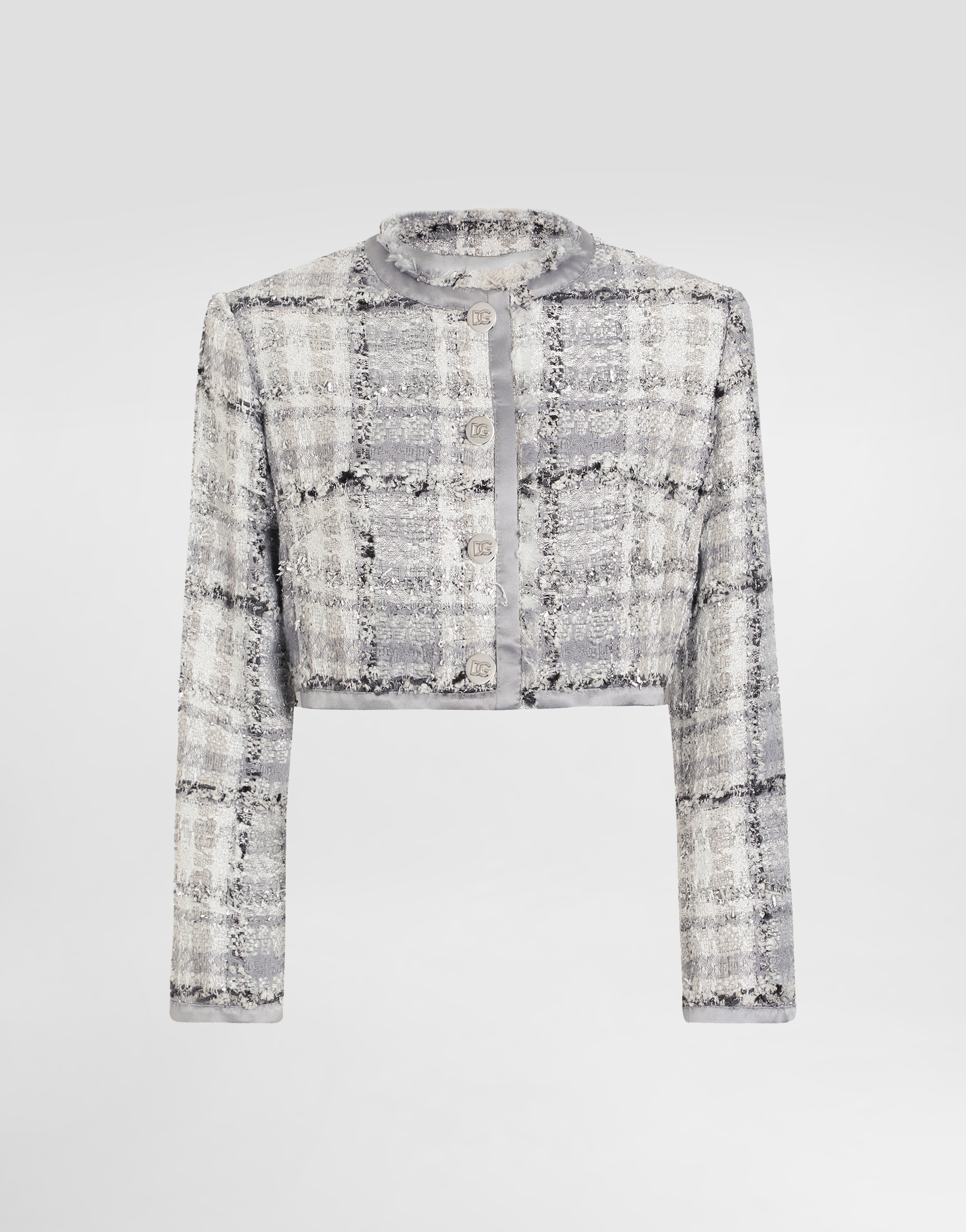 Dolce & Gabbana Short Check Lurex Raschel Tweed Jacket - Woman Blazers Multicolor