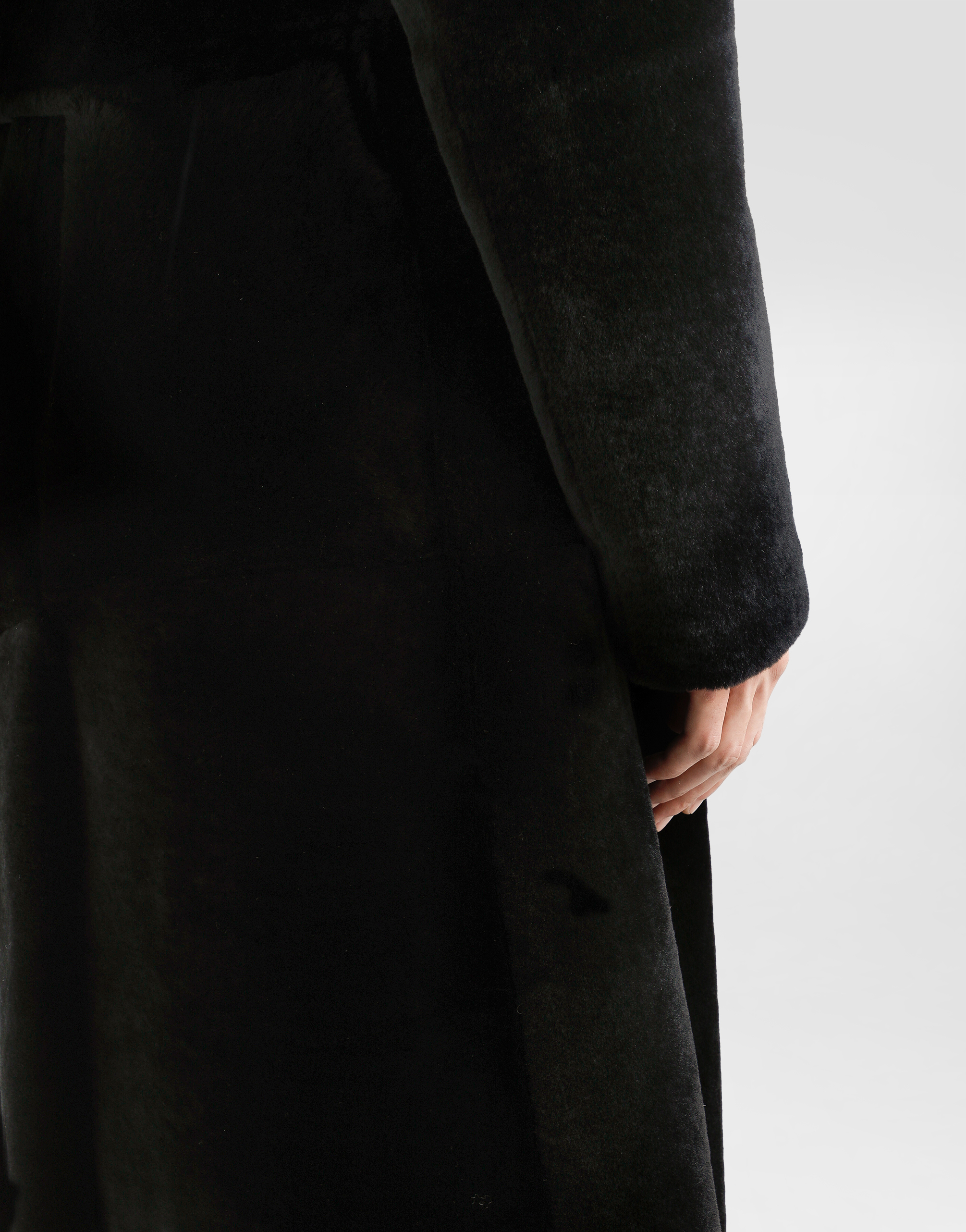 Dolce & Gabbana Double-breasted Shearling Coat In Black