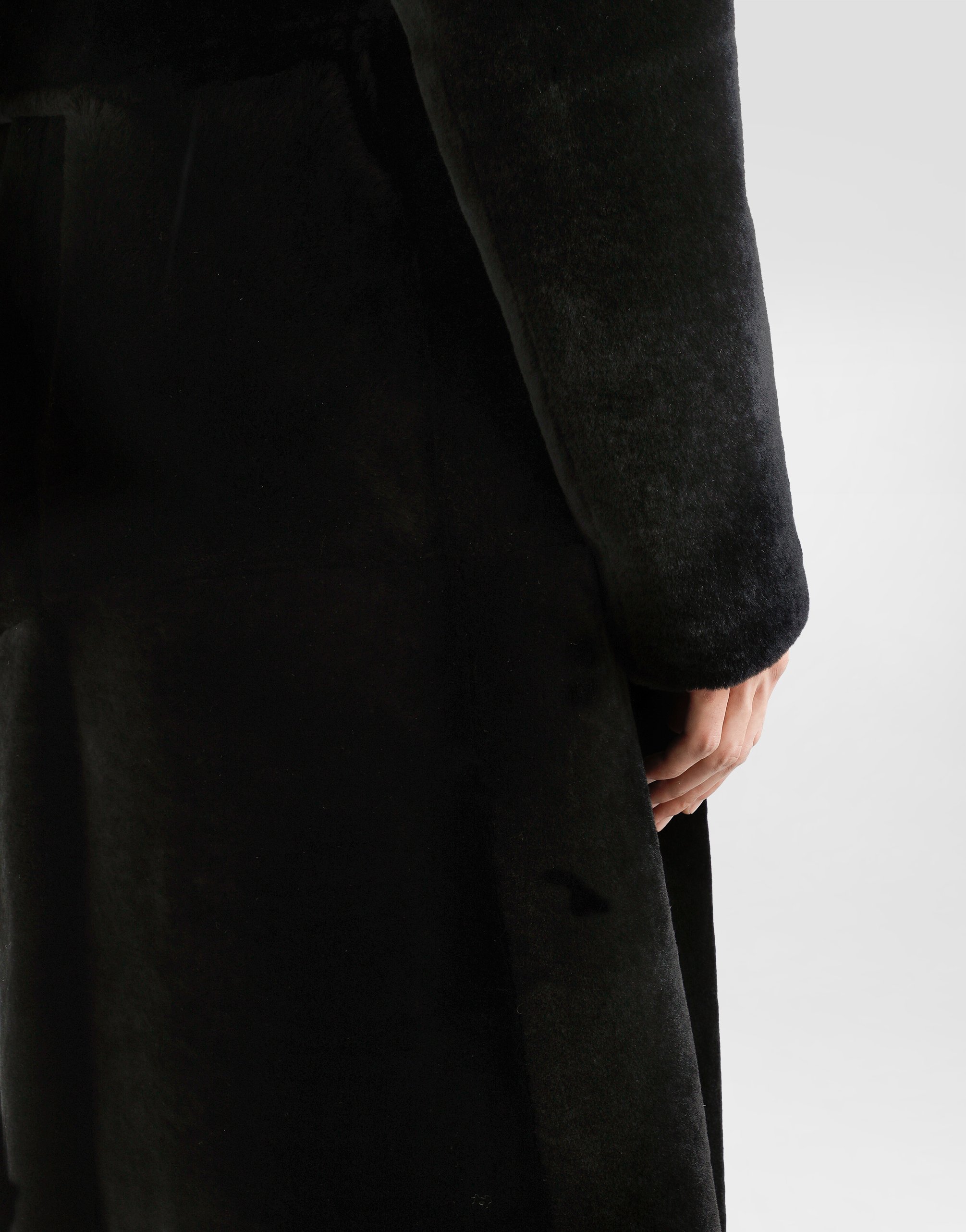 Dolce & Gabbana Double-breasted Shearling Coat In Black