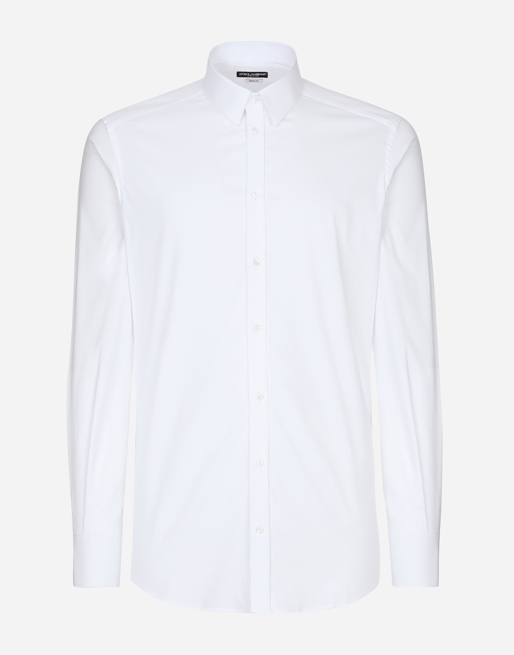 Dolce & Gabbana Stretch Cotton Gold-fit Shirt In White