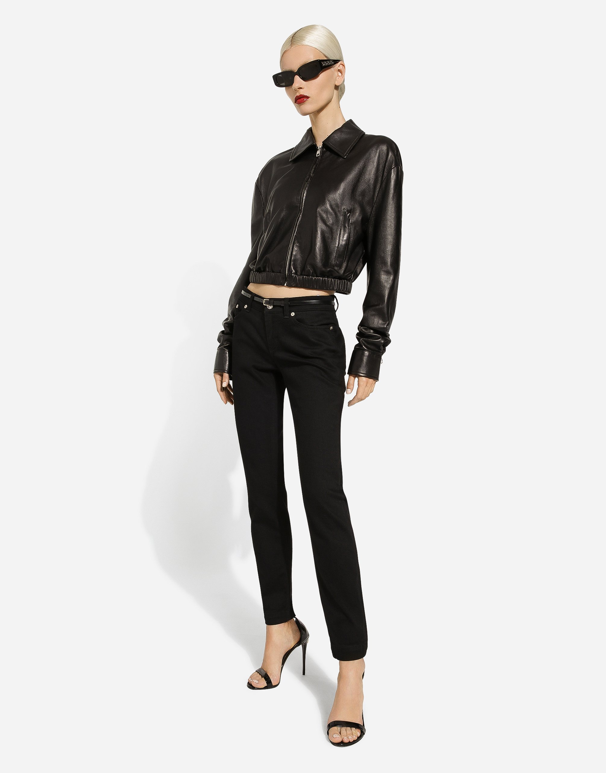 Shop Dolce & Gabbana Lambskin Bomber Jacket In Black