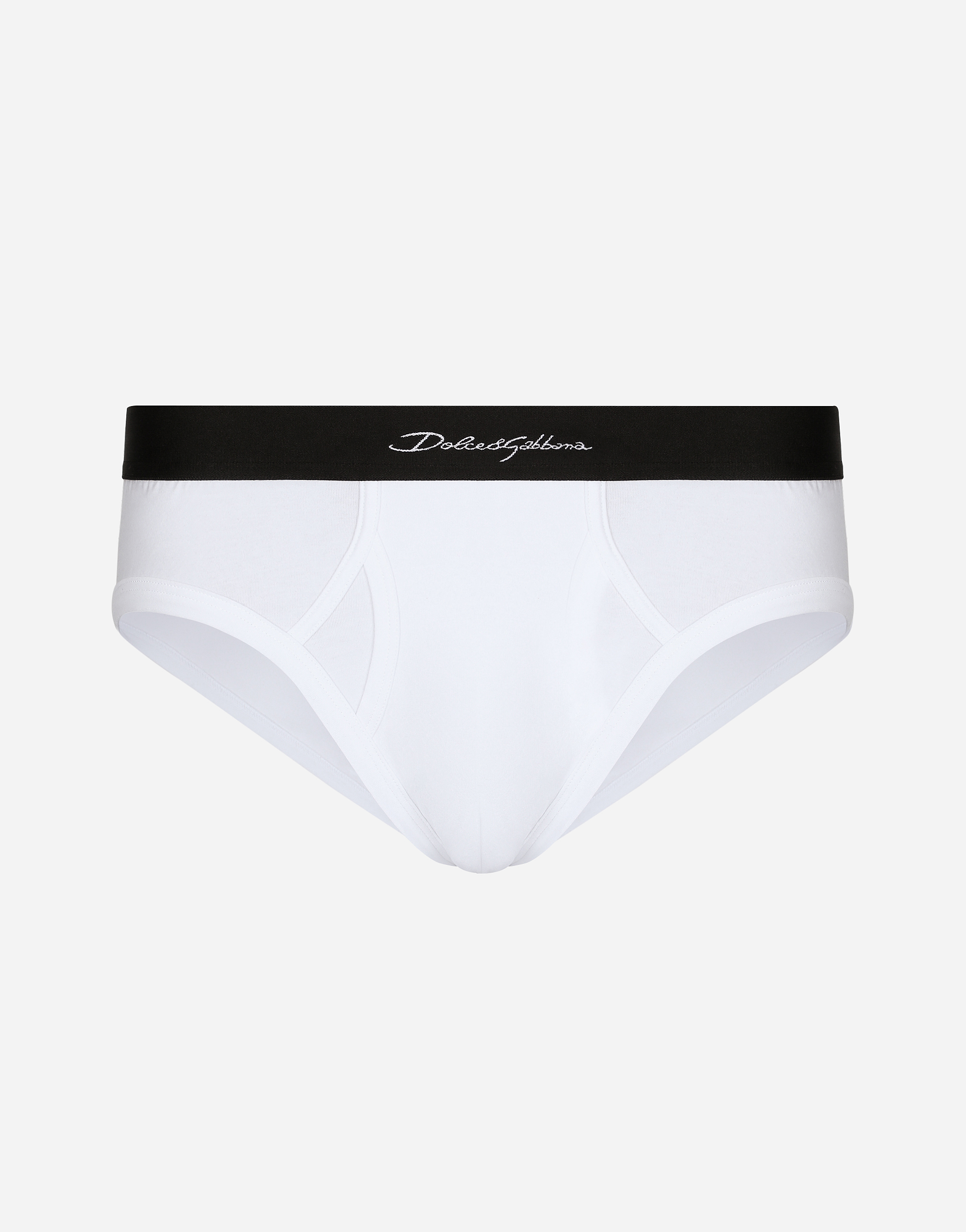 Dolce & Gabbana Mid-rise Briefs In Two-way Stretch Cotton Jersey - Man Underwear And Loungewear White