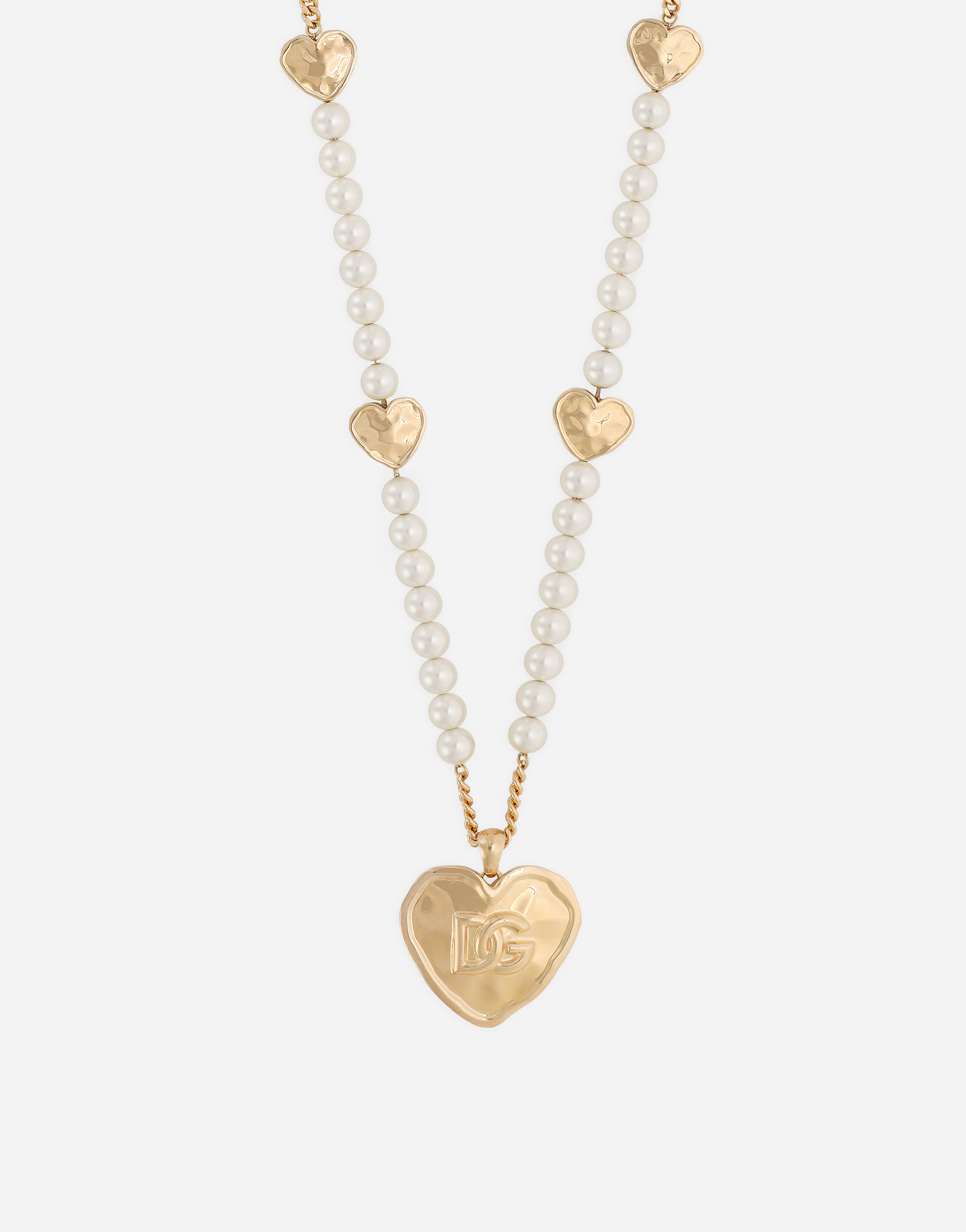 Dolce & Gabbana Necklace With Dg Logo And Heart Pendant In Gold