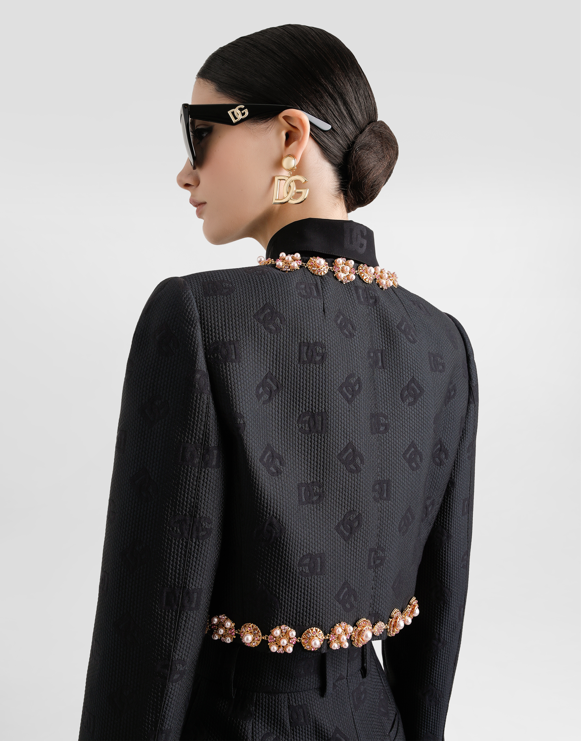 Dolce & Gabbana Dg Logo-jacquard Jacket In Black