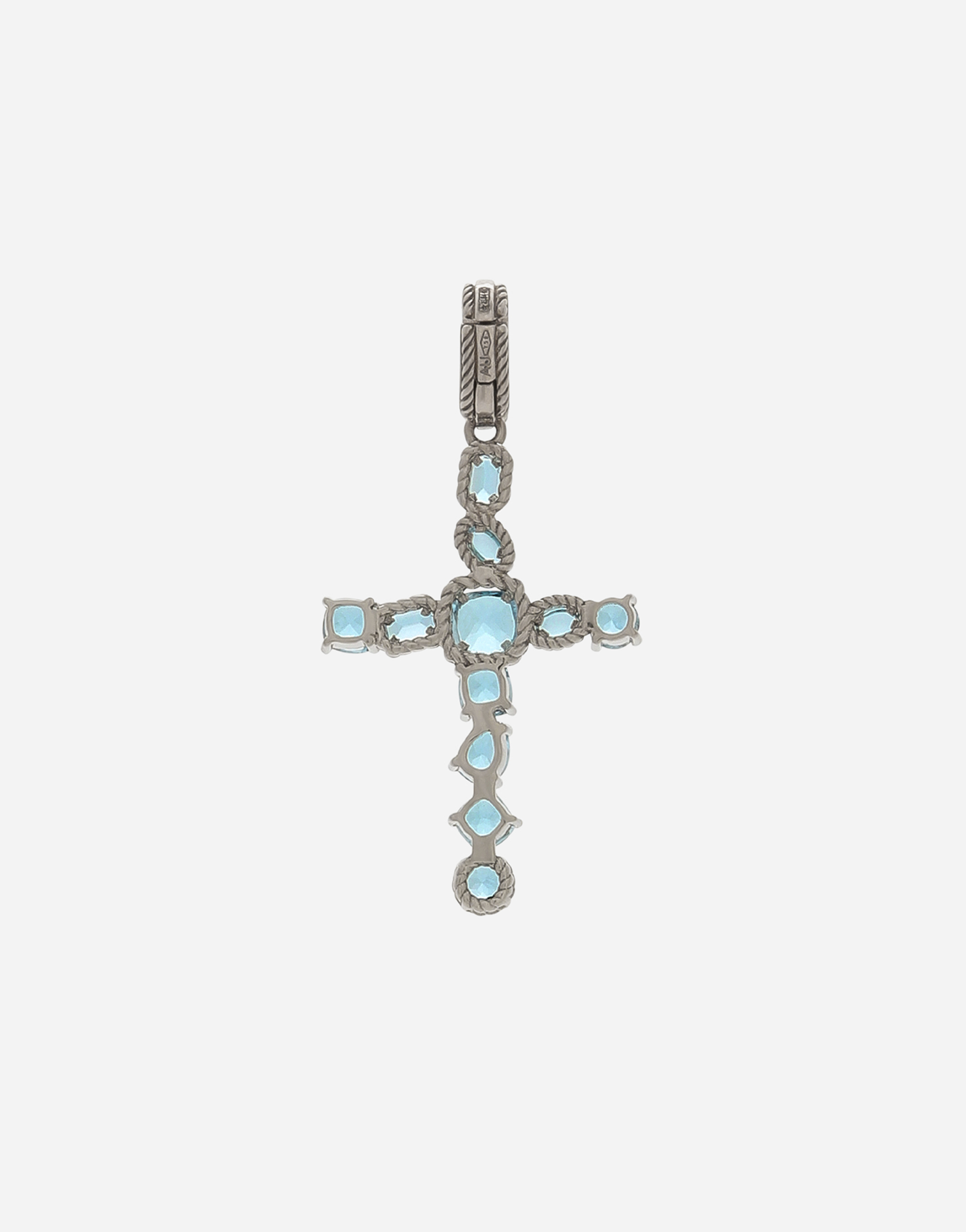Shop Dolce & Gabbana Anna Charm In White Gold 18kt With Light Blue Topazes