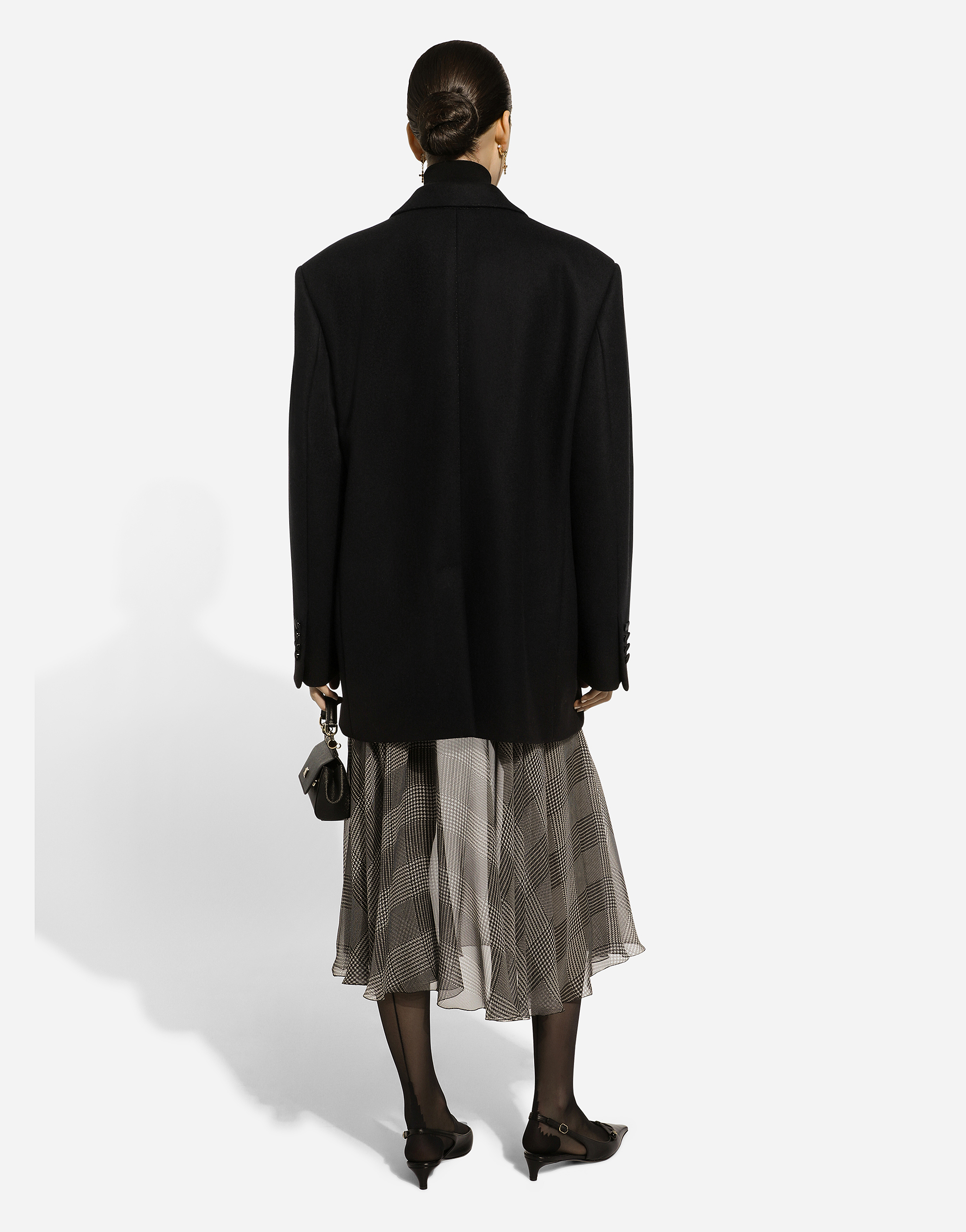 Oversize double-breasted wool baize jacket