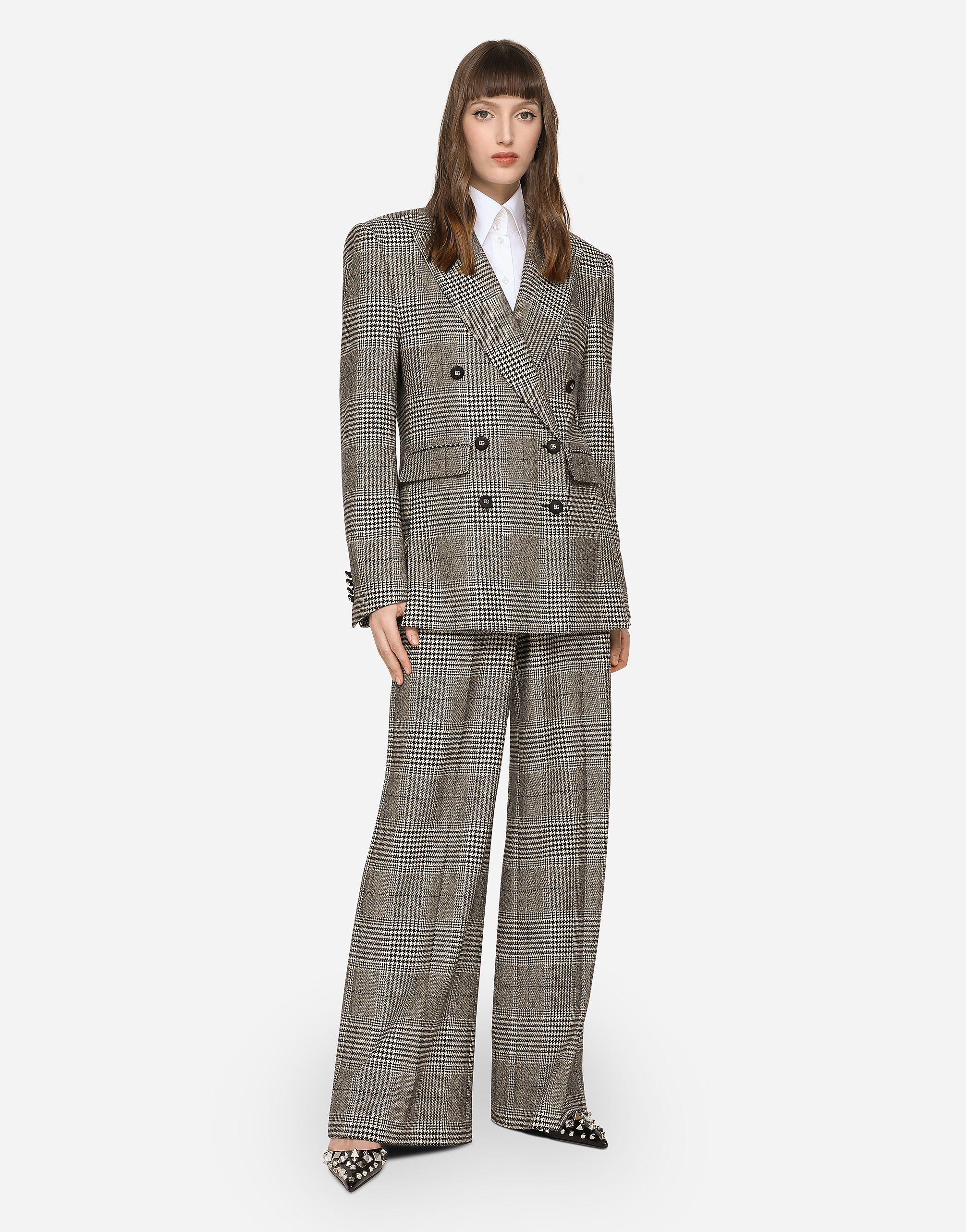 Dolce & Gabbana Glen Plaid Jacket With Vents In Multicolor