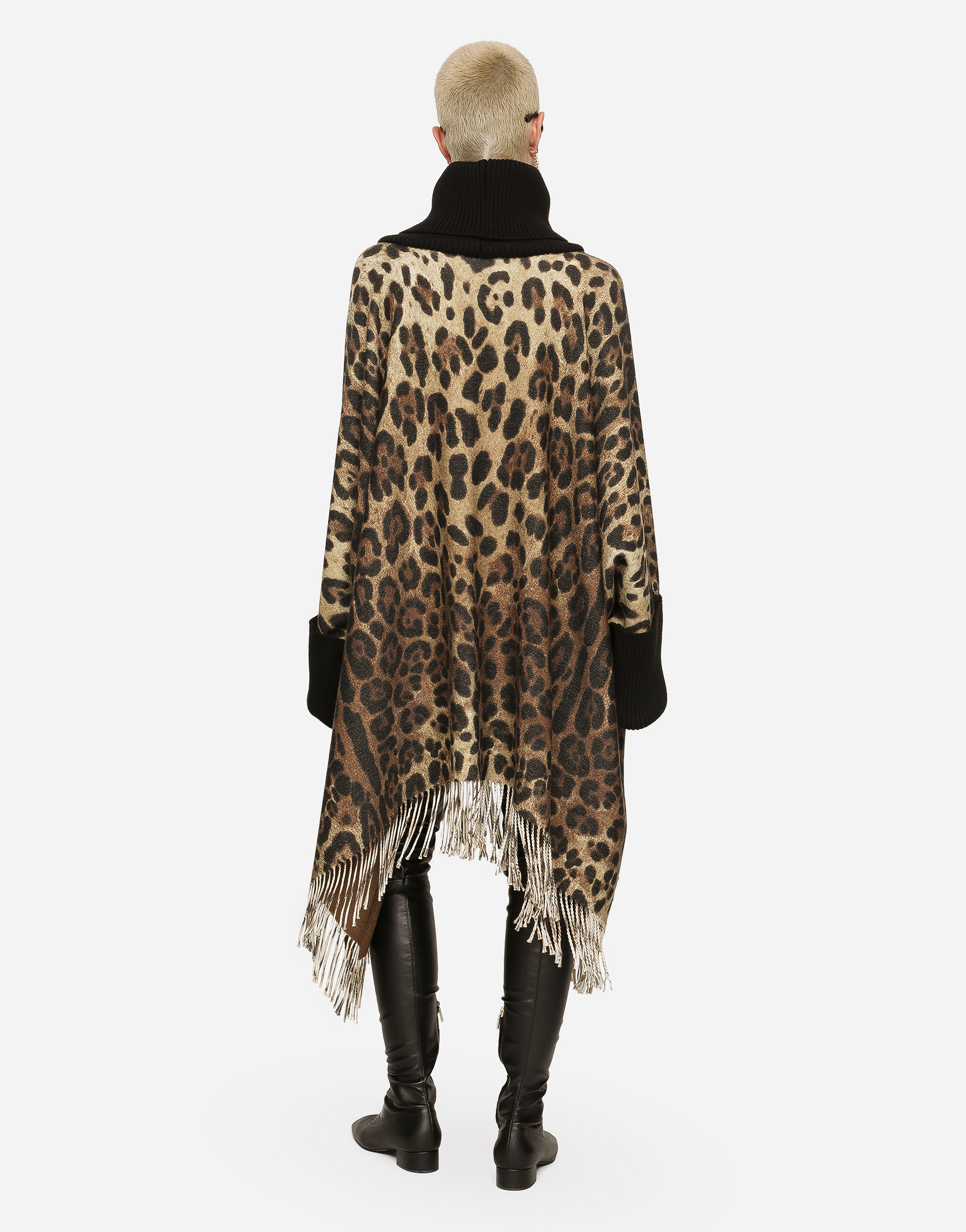 DOLCE & GABBANA CASHMERE AND WOOL PONCHO WITH FRINGING