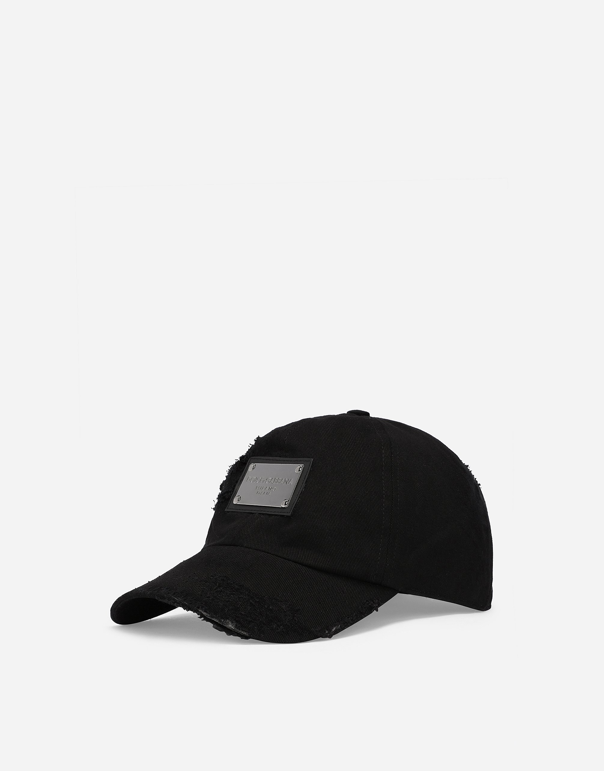 Dolce & Gabbana Cotton Twill Baseball Cap In Black