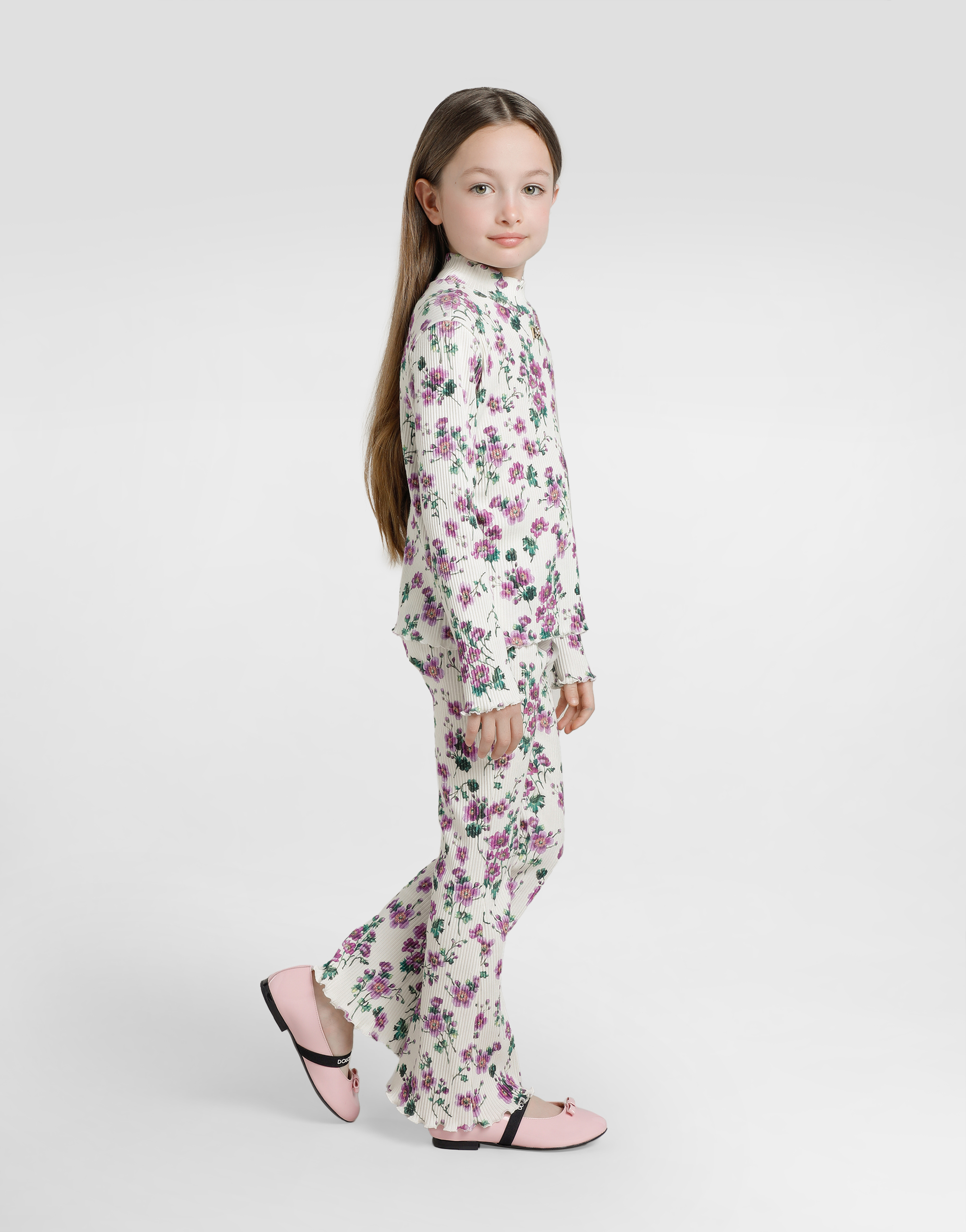 Violets-print ribbedJerseytrousers