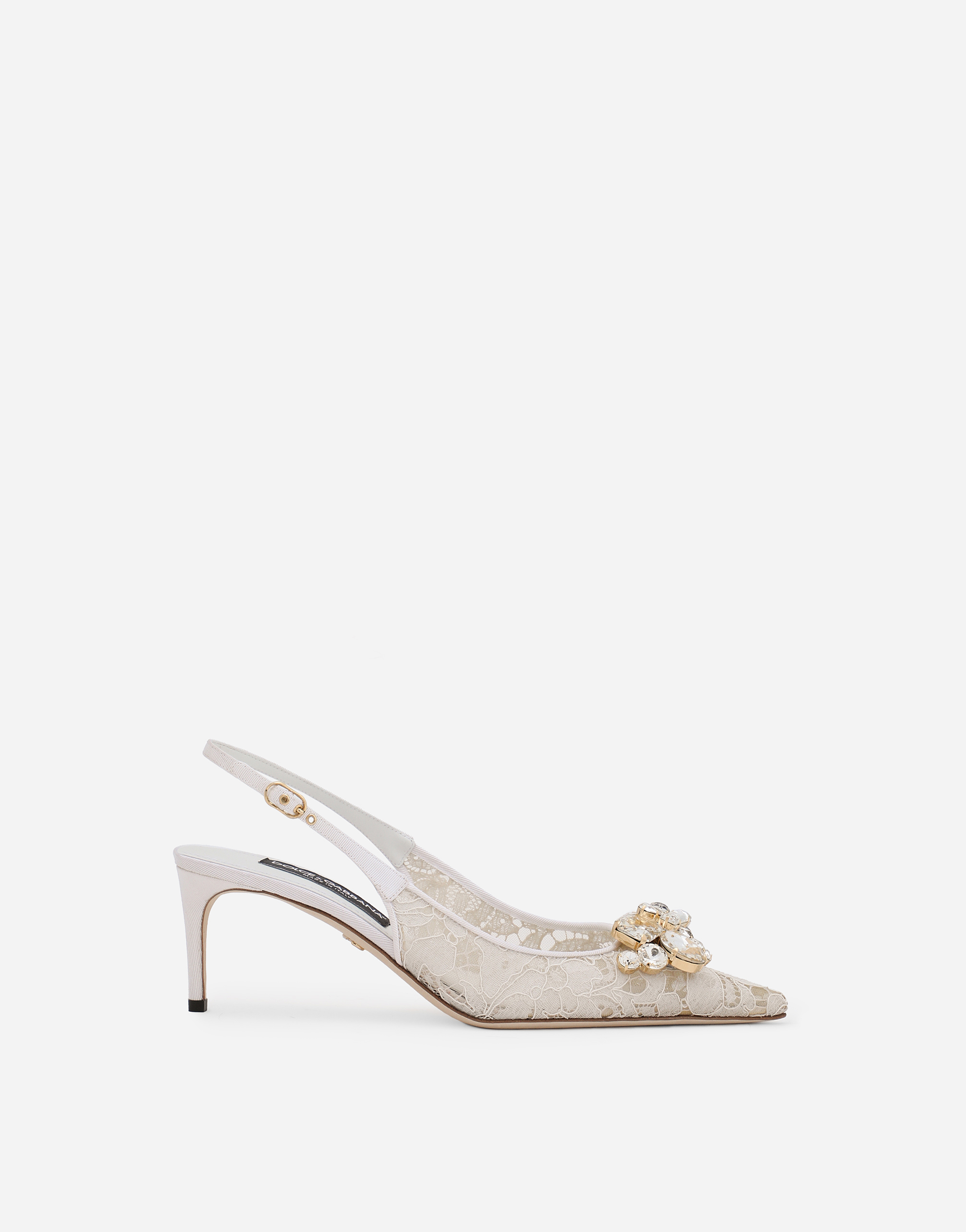 Dolce & Gabbana Rainbow Lace Slingbacks In Lurex Lace In Grey