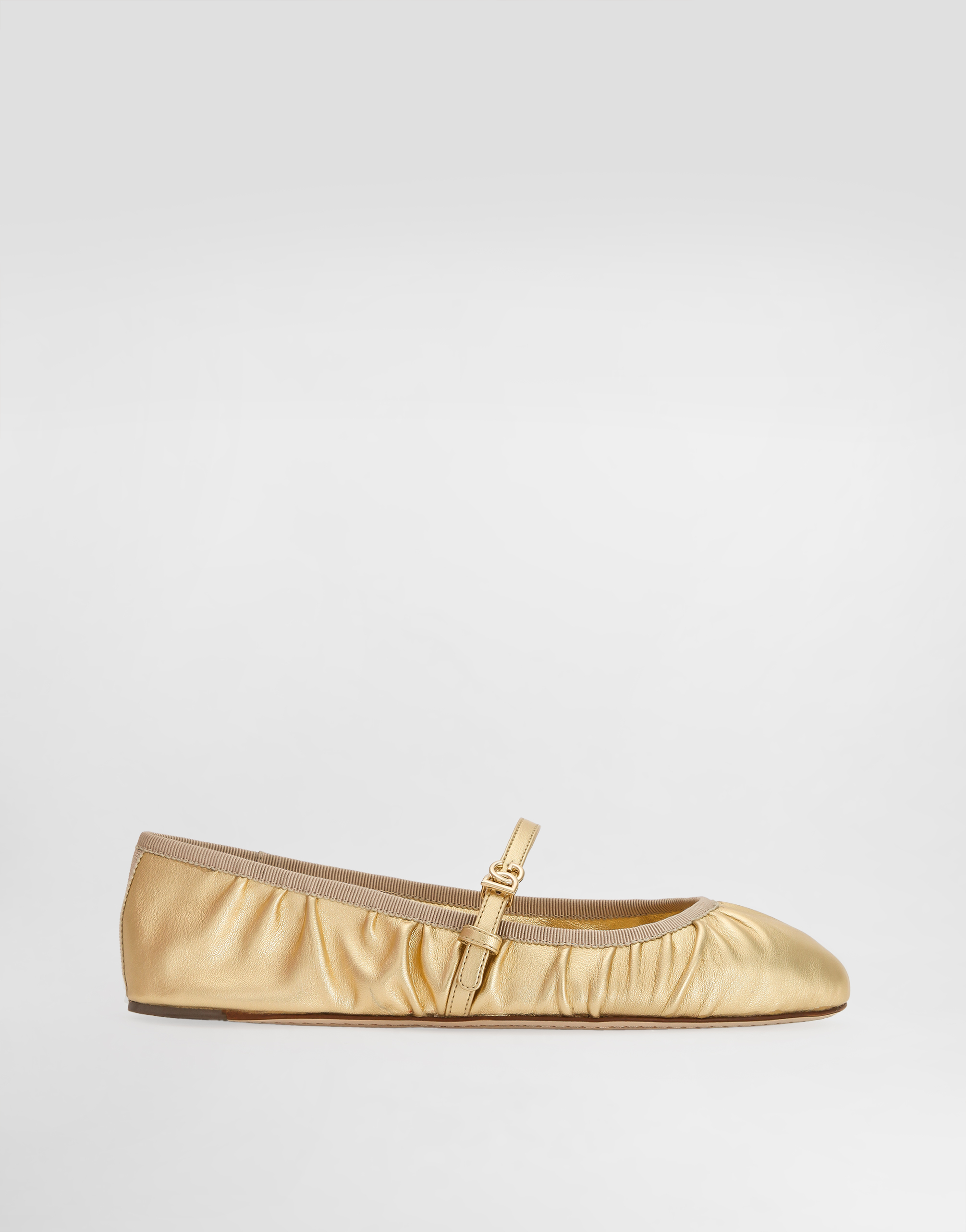 Dolce & Gabbana Nappa Mordore Ballet Flats In Gold