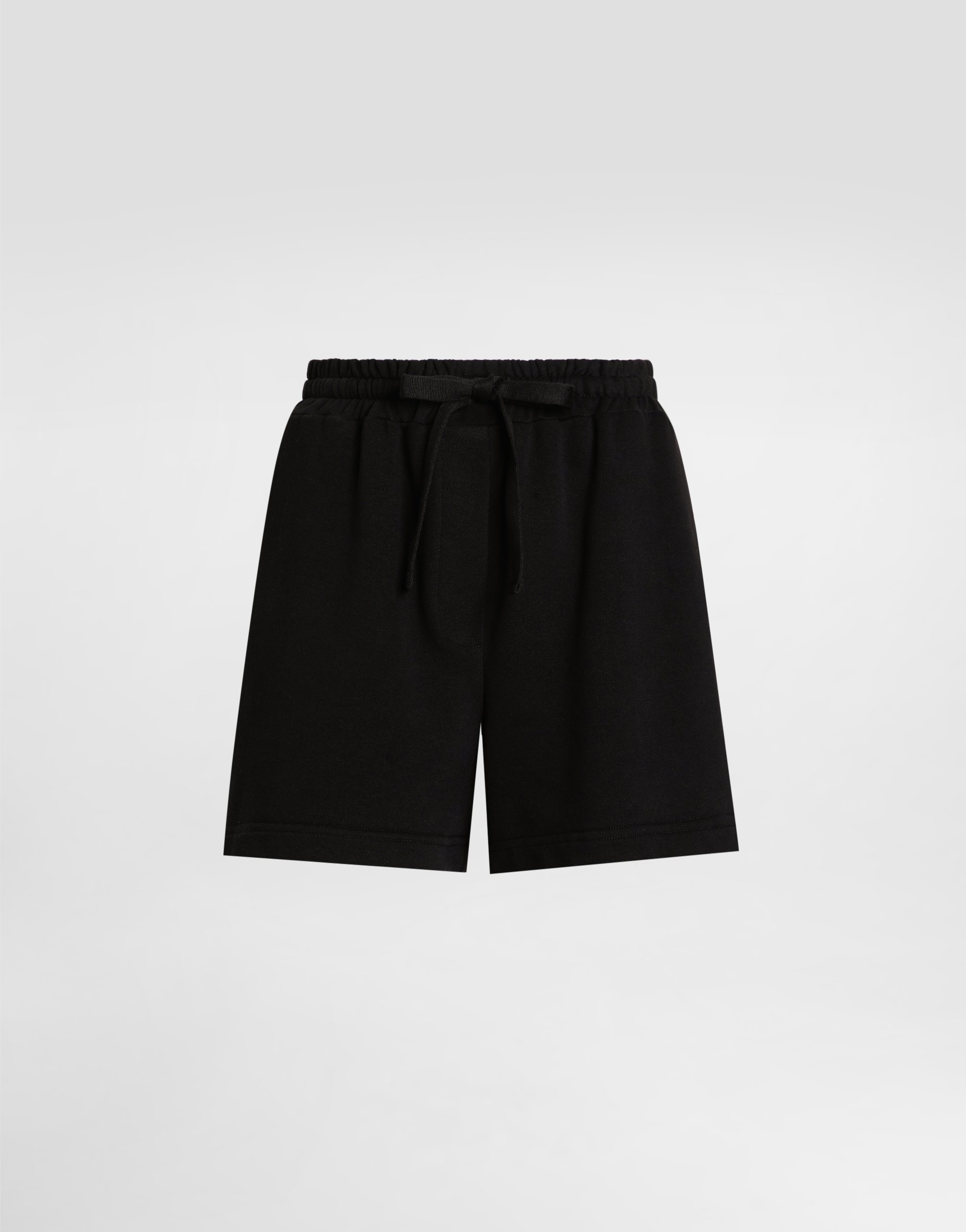 Dolce & Gabbana Shorts In Felpa Con Ricamo Dg In Black