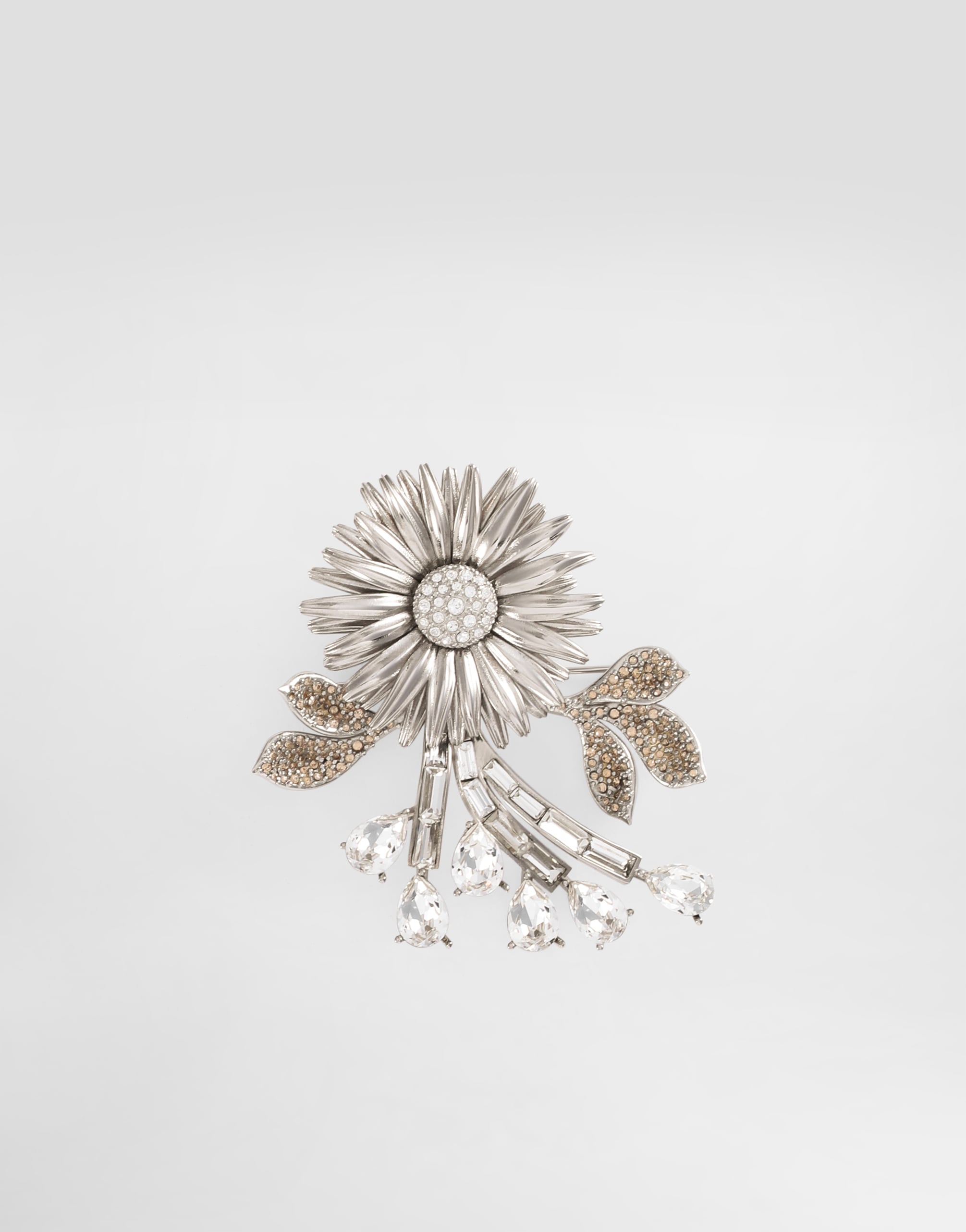 Silverのメンズ Flower brooch with rhinestones | Dolce&Gabbana®