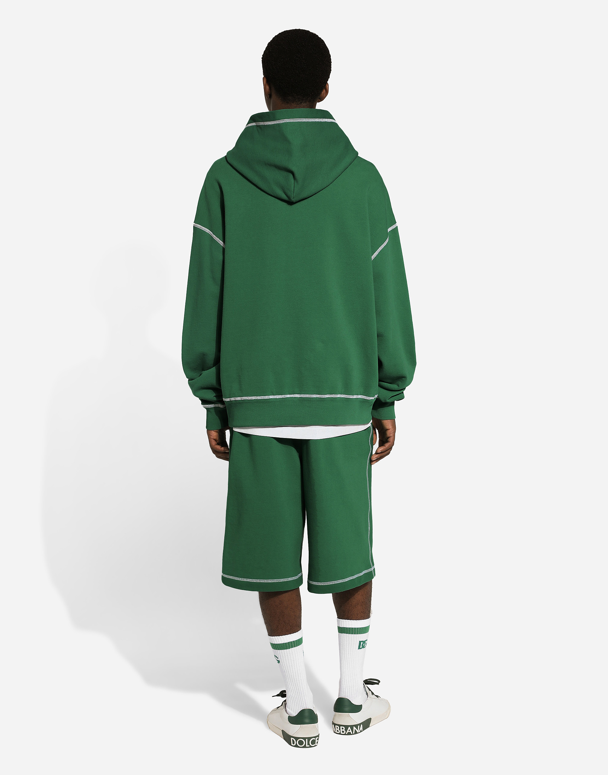 Dolce & Gabbana Logo-embroidered Jersey Track Shorts In グリーン