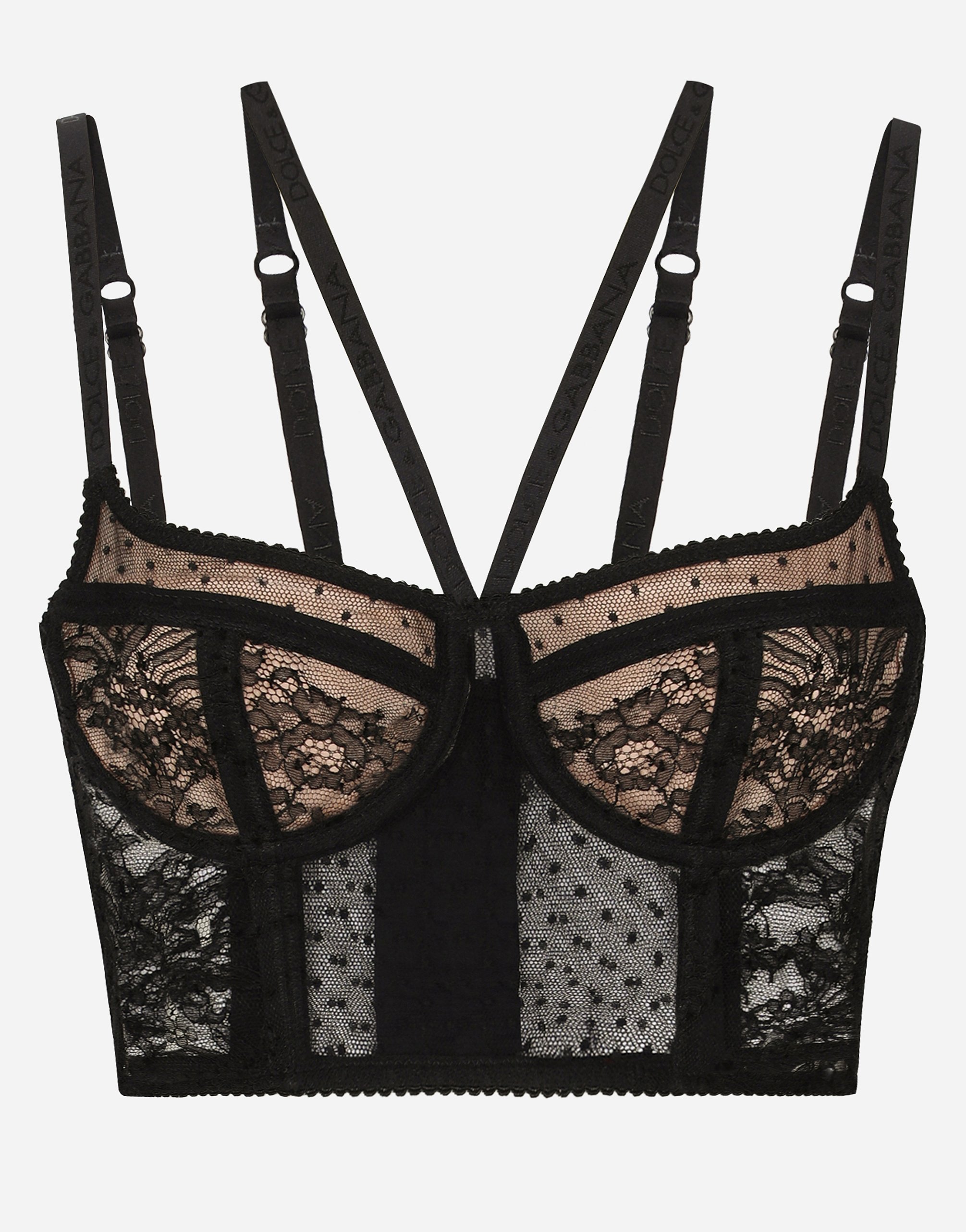 Lace lingerie bustier with straps