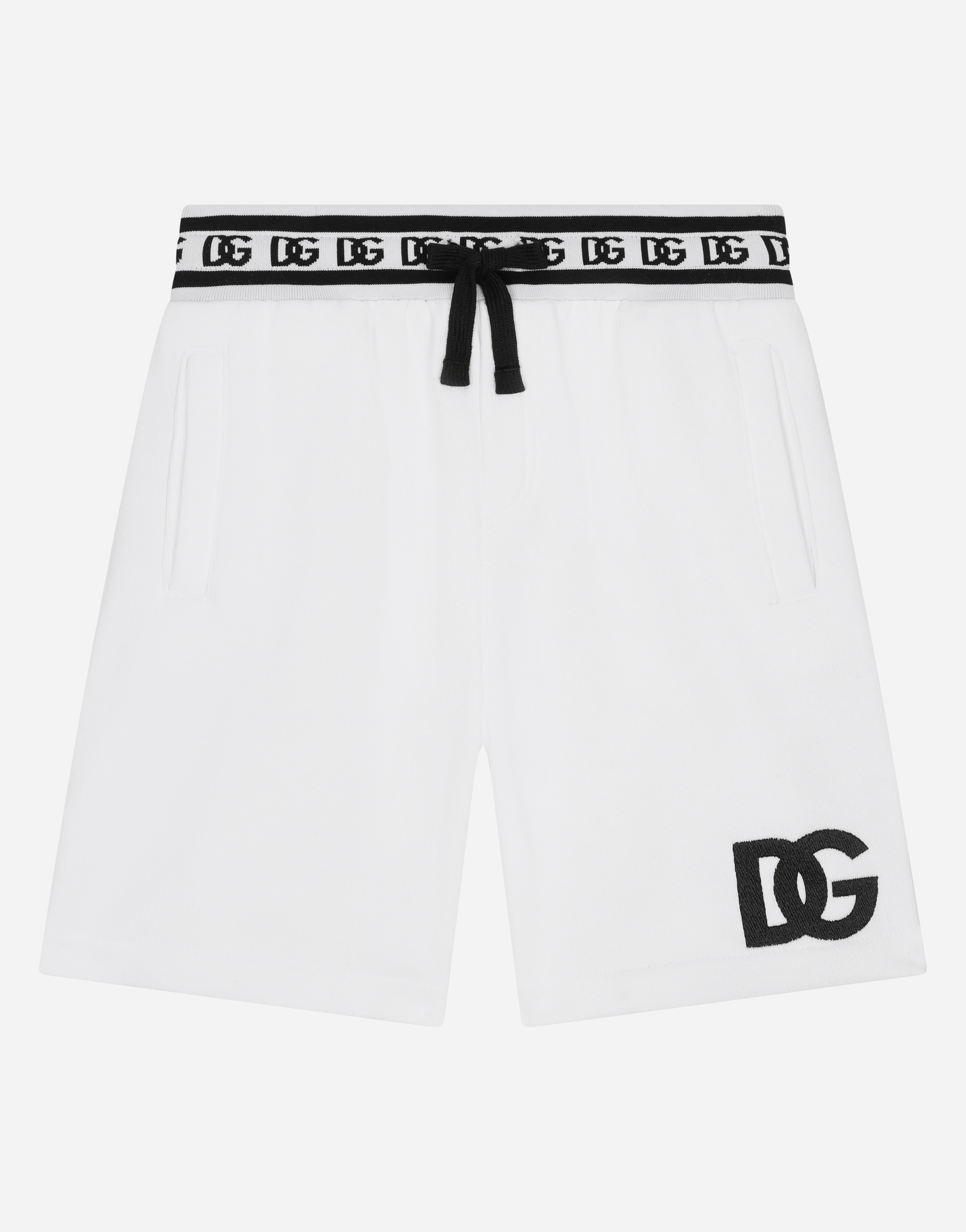 Dolce & Gabbana Kids' Jersey Jogging Shorts With Dg Logo Embroidery In White