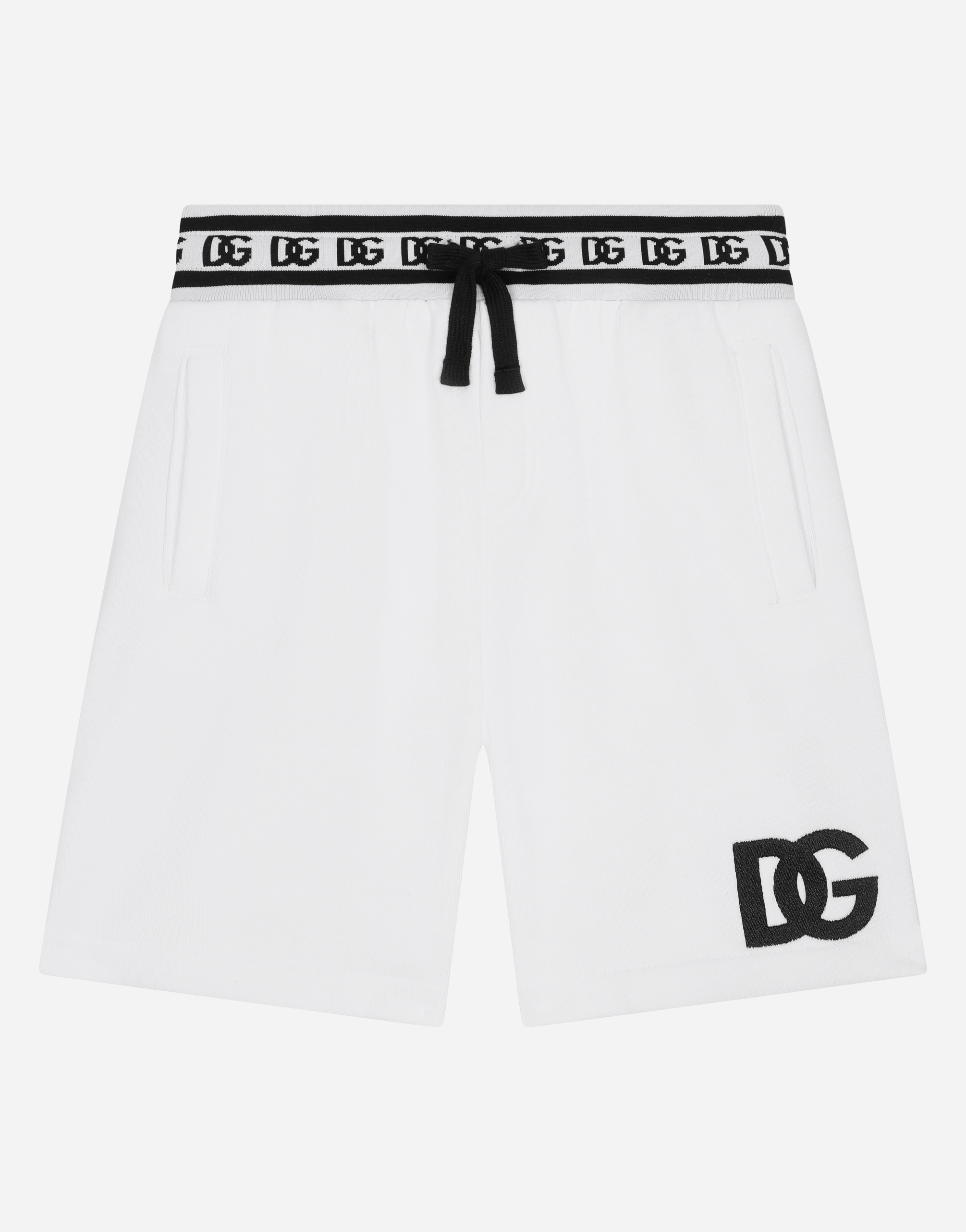 Dolce & Gabbana Jersey Jogging Shorts With Dg Logo Embroidery In White